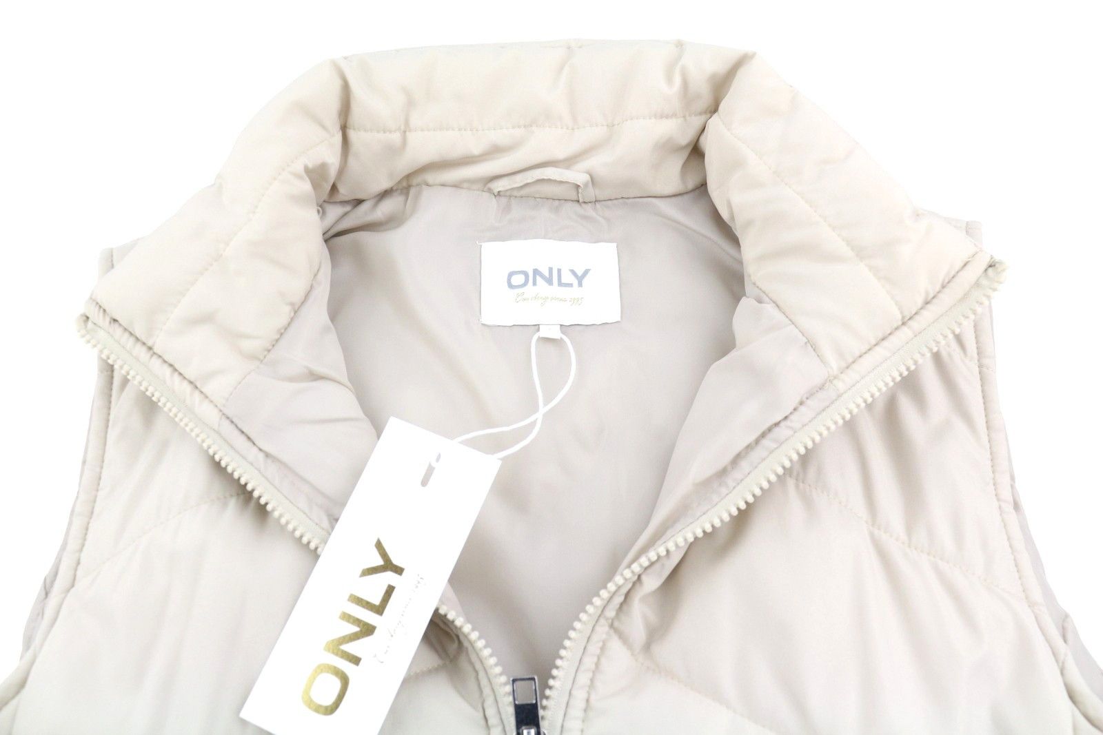 Other NICOLE QUILT S Beige Padded High Neck Zip 88028 Size S / US 4 / IT 40 - 6 Thumbnail