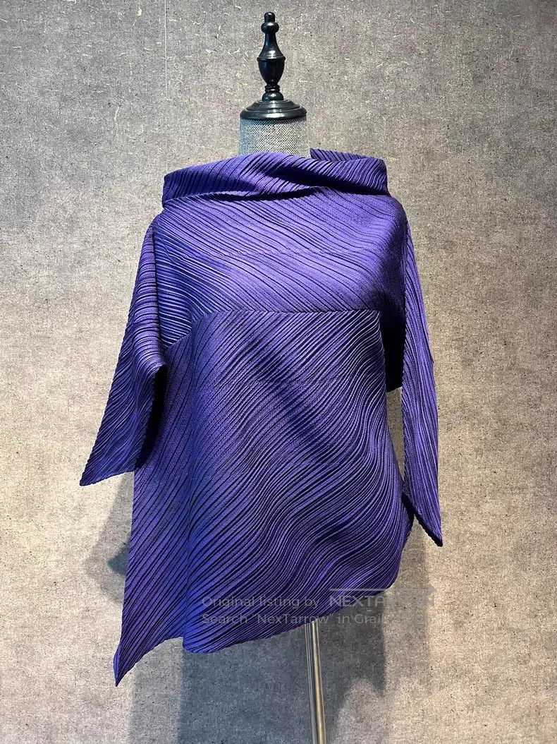 Issey Miyake Issey Miyake Purple Pleated Long Sleeve Pullover Size M / US 6-8 / IT 42-44 - 3 Thumbnail