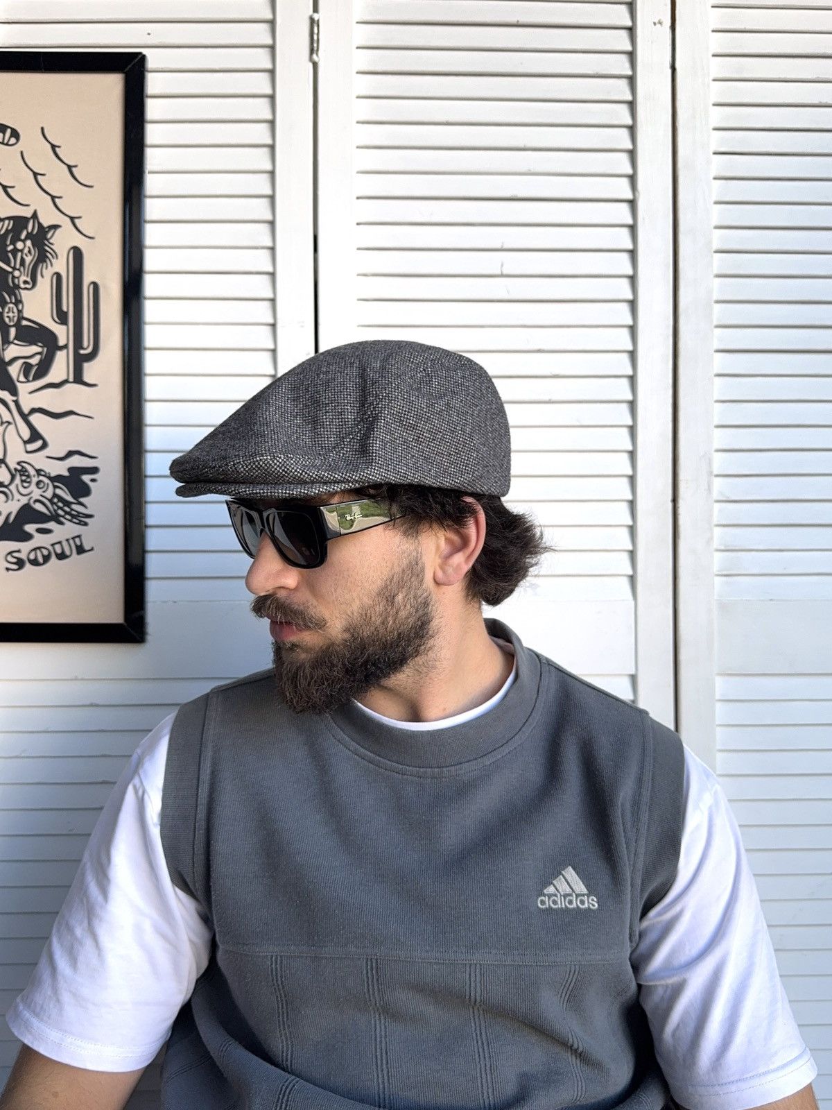 C&A Vintage C&A Wool Blend Ivy Cap Flat Cap Gray Herringbone Size ONE SIZE - 3 Thumbnail