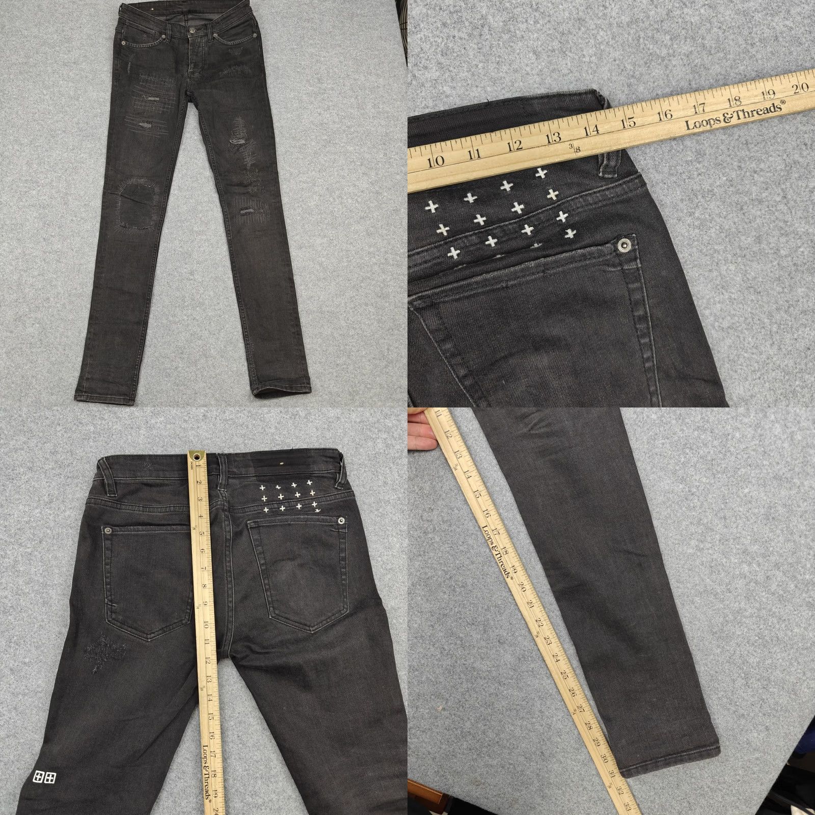 Ksubi VINTAGE Ksubi Van Winkle Scrapyard Jeans Mens 29x32 Black Slim Stretch Denim Charcoal Size US 29 - 8 Thumbnail
