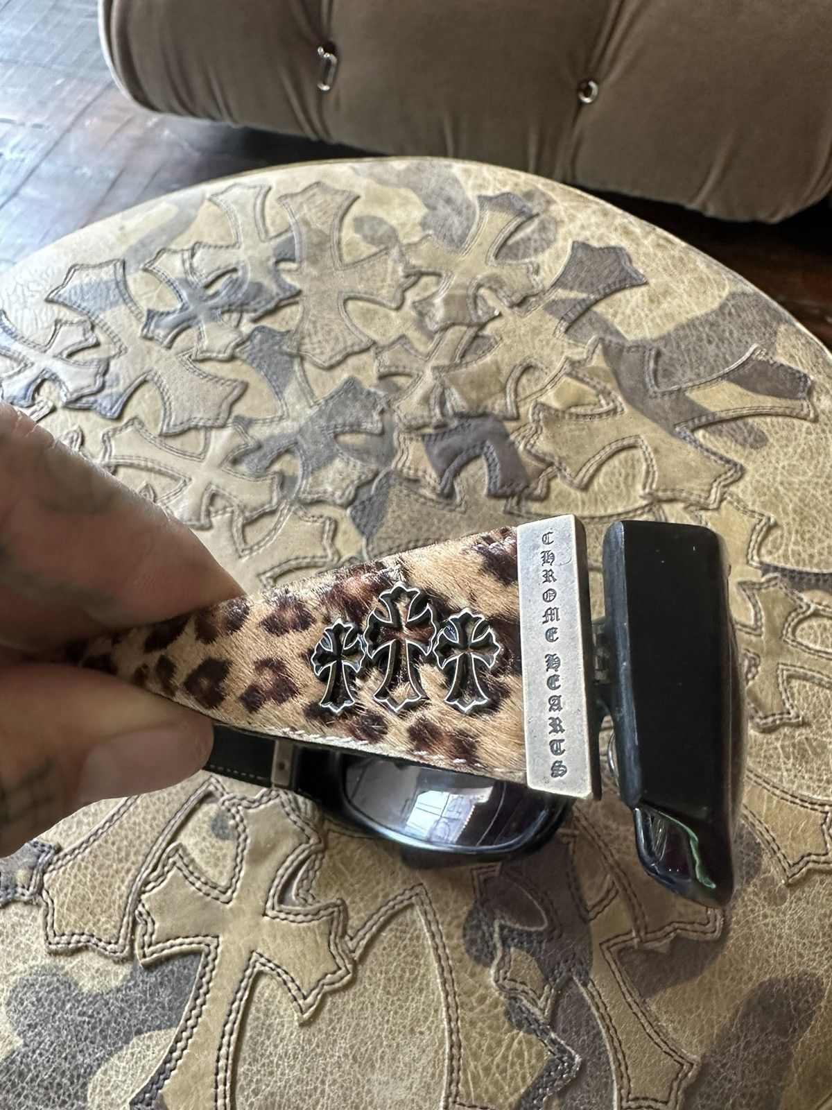 Chrome Hearts Chrome Hearts Pony Hair TRIPLE CROSS LEOPARD SUNGLASSES Size ONE SIZE - 3 Thumbnail