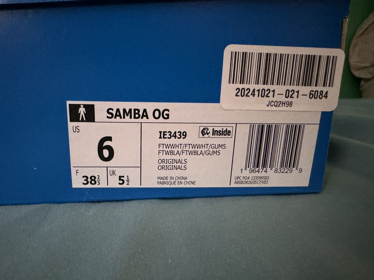 Adidas Adidas Samba Cloud White Blue Gum 2024 Size US 6 / EU 39 - 6 Thumbnail