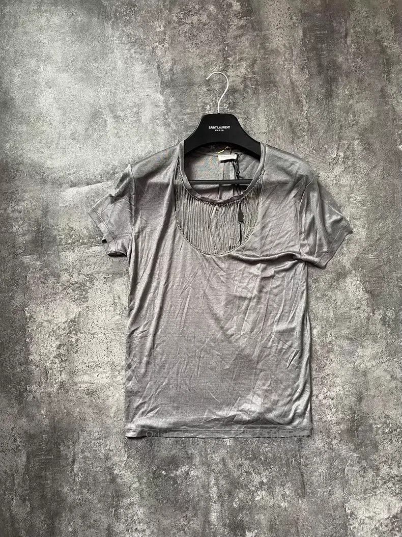 Saint Laurent Paris Saint Laurent Paris Silk Front Chain Fringe Short Sleeve Size US M / EU 48-50 / 2 - 1 Thumbnail