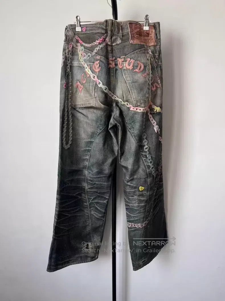 Acne Studios Acne Studios Candy Chain 3D Printed Loose Low-Rise Wide Le Size 32" / US 10 / IT 46 - 2 Thumbnail