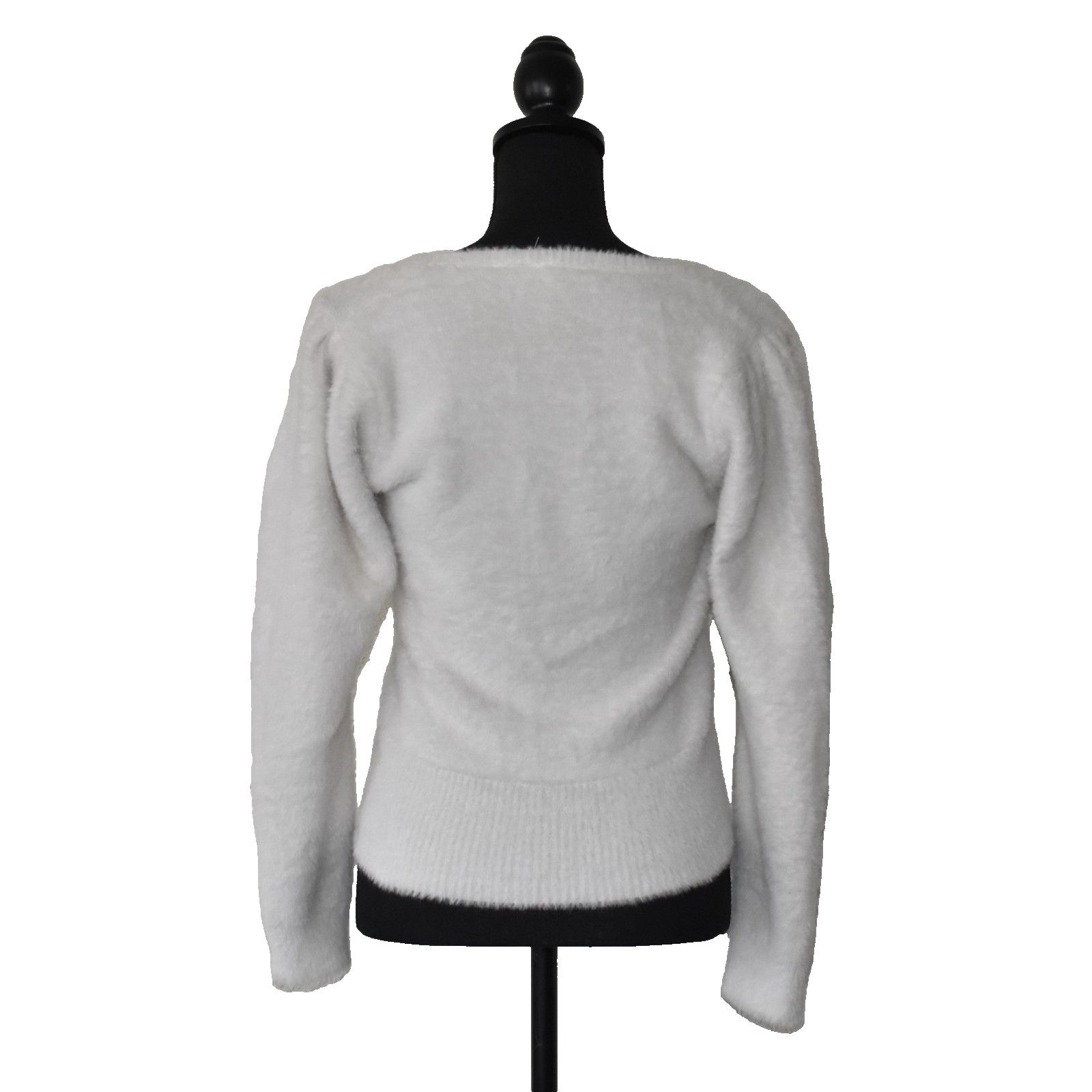 ASTR The Label ASTR THE LABEL Square Neck Fuzzy White Cropped Sweater Sz M Size M / US 6-8 / IT 42-44 - 4 Thumbnail
