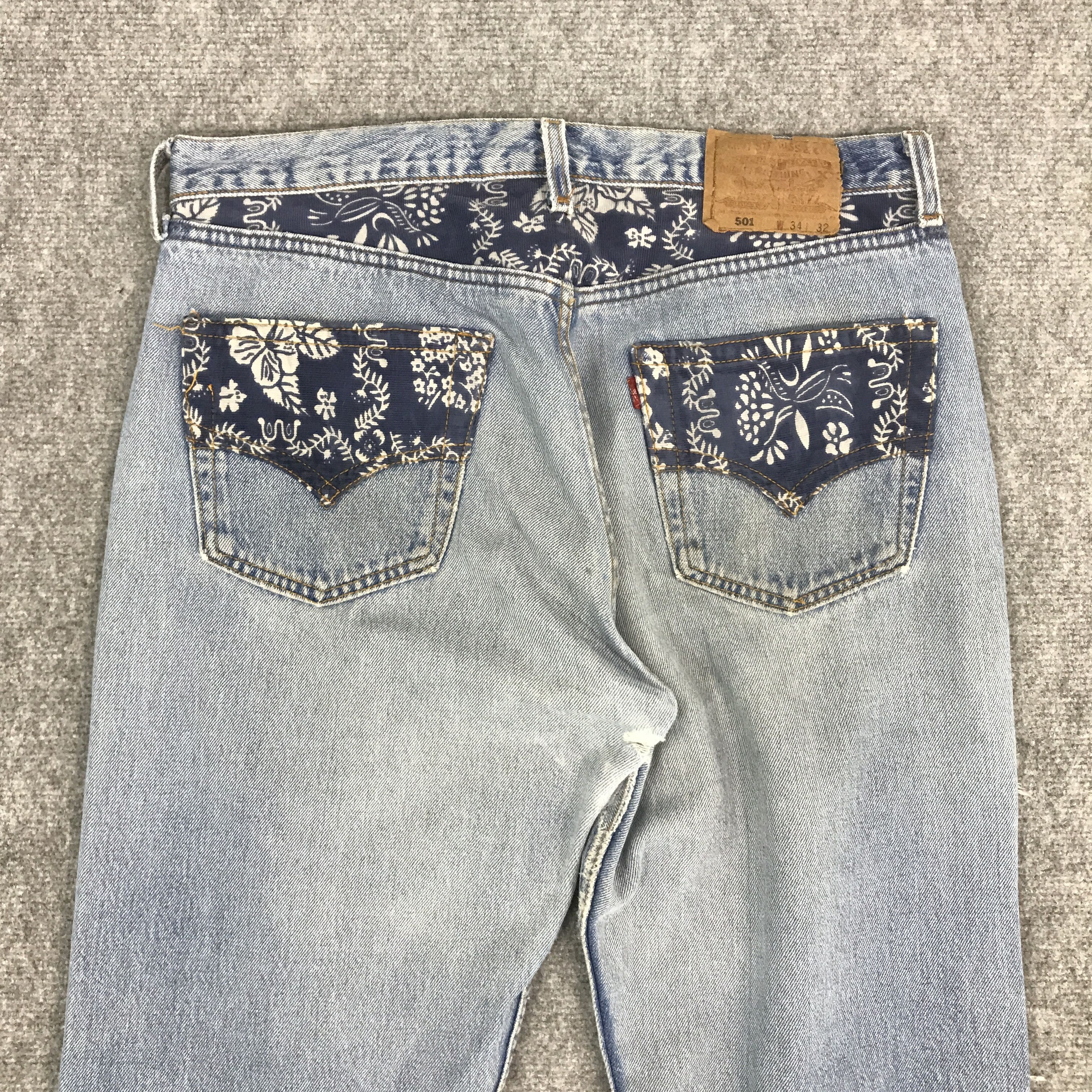 Levi's Vintage Clothing × Vintage LEVI'S 501 DISTRESSED PATCHWORK DENIM JEANS Size US 32 / EU 48 - 5 Thumbnail