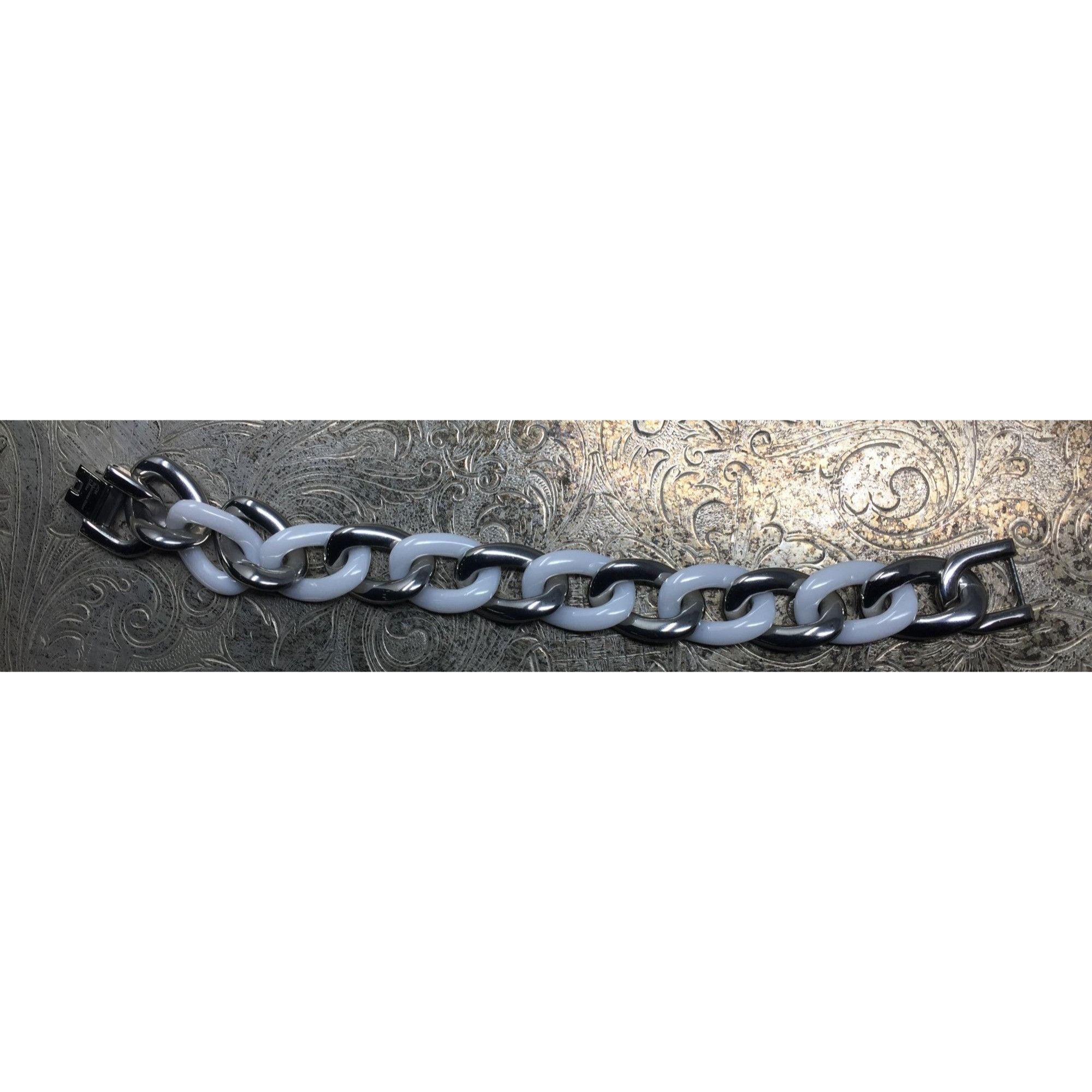 Other Women's White and Silver Chunky Link Bracelet Size ONE SIZE - 4 Thumbnail