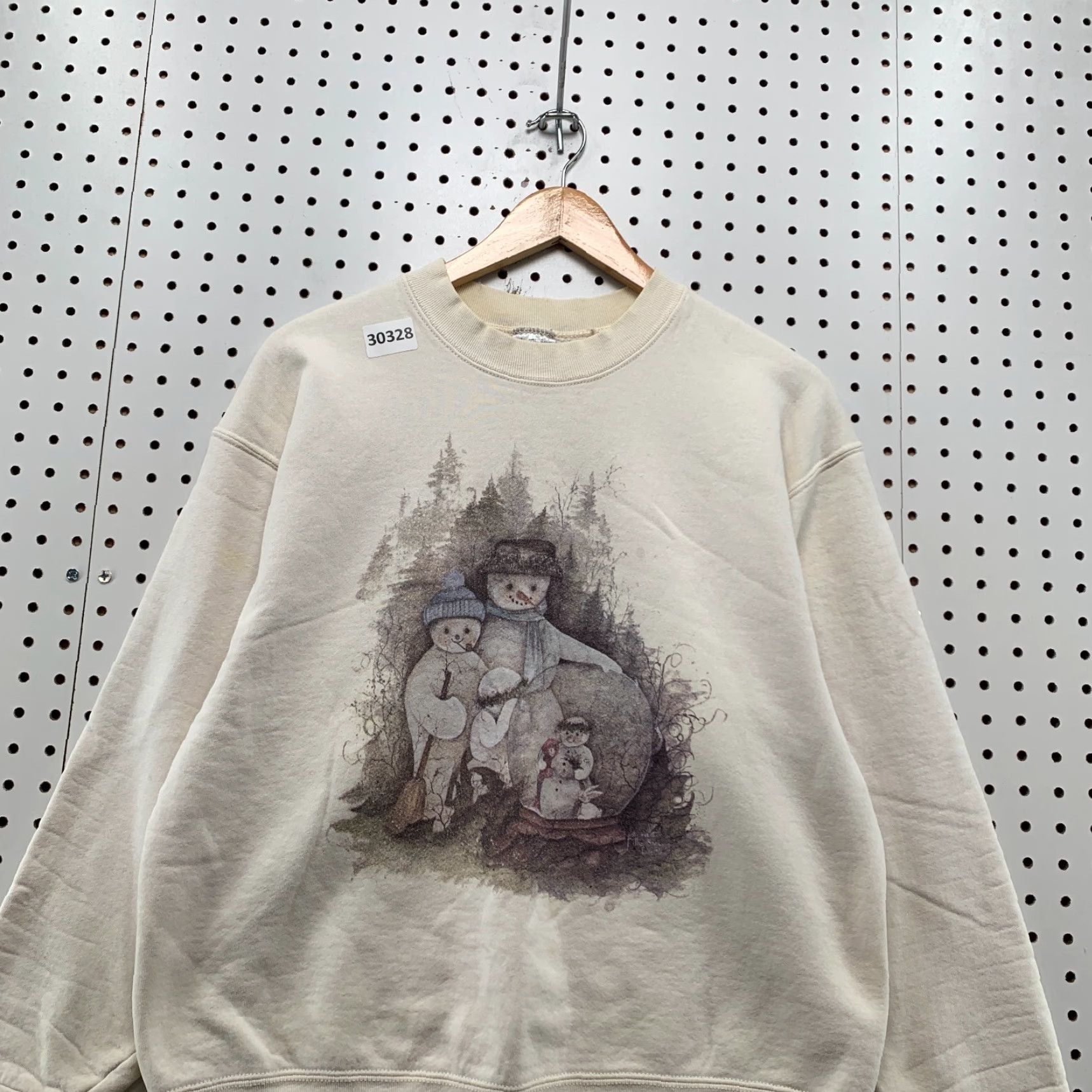 Fruit Of The Loom VINTAGE Snowman Campfire Winter Graphic Crewneck Sweatshirt Men M White 90s Christmas Winter Fruit of the Loom Sweatshirt Mens Size US M / EU 48-50 / 2 - 2 Thumbnail