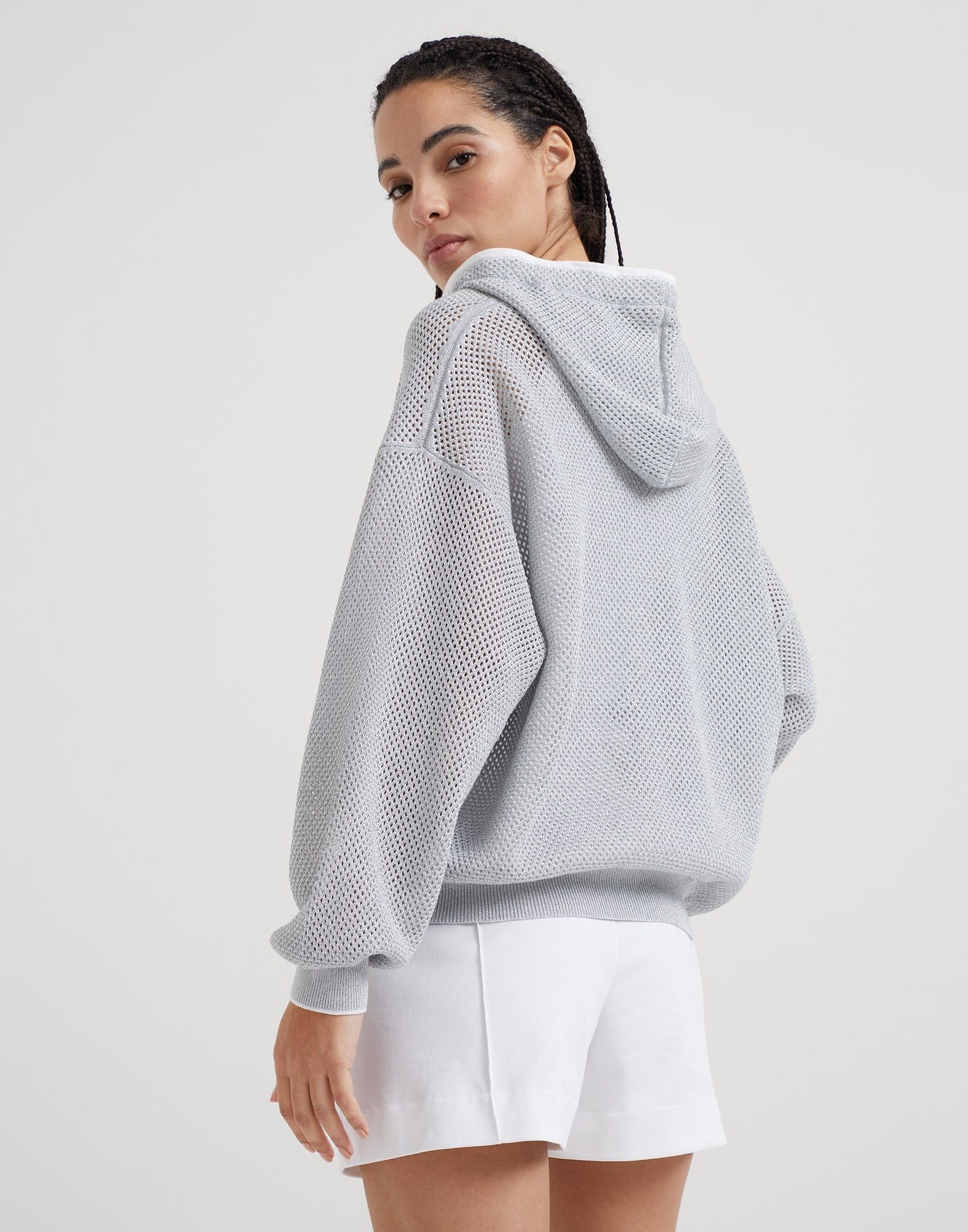 Brunello Cucinelli o1la1rc1a0425 Cardigan in Silver Size L / US 10 / IT 46 - 4 Thumbnail