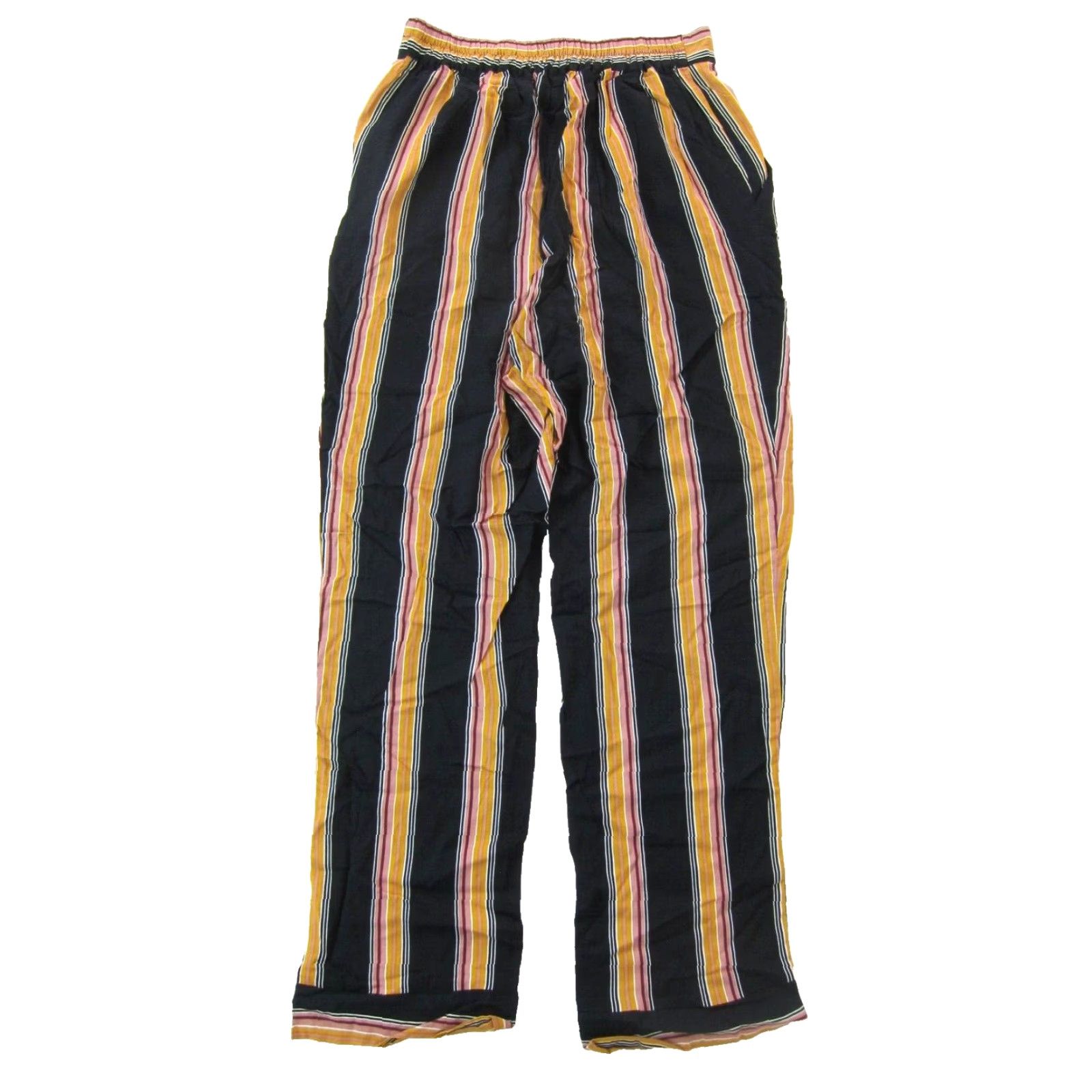 Vintage NWT Band Of Gypsies Rayon Black Pink Yellow Stripe Pocket Wide Leg Chino Pant XS Womens Pant Wide Leg Chino Pocket Stripe Band Of Gypsies XS Black Size 26" / US 2 / IT 38 - 2 Thumbnail