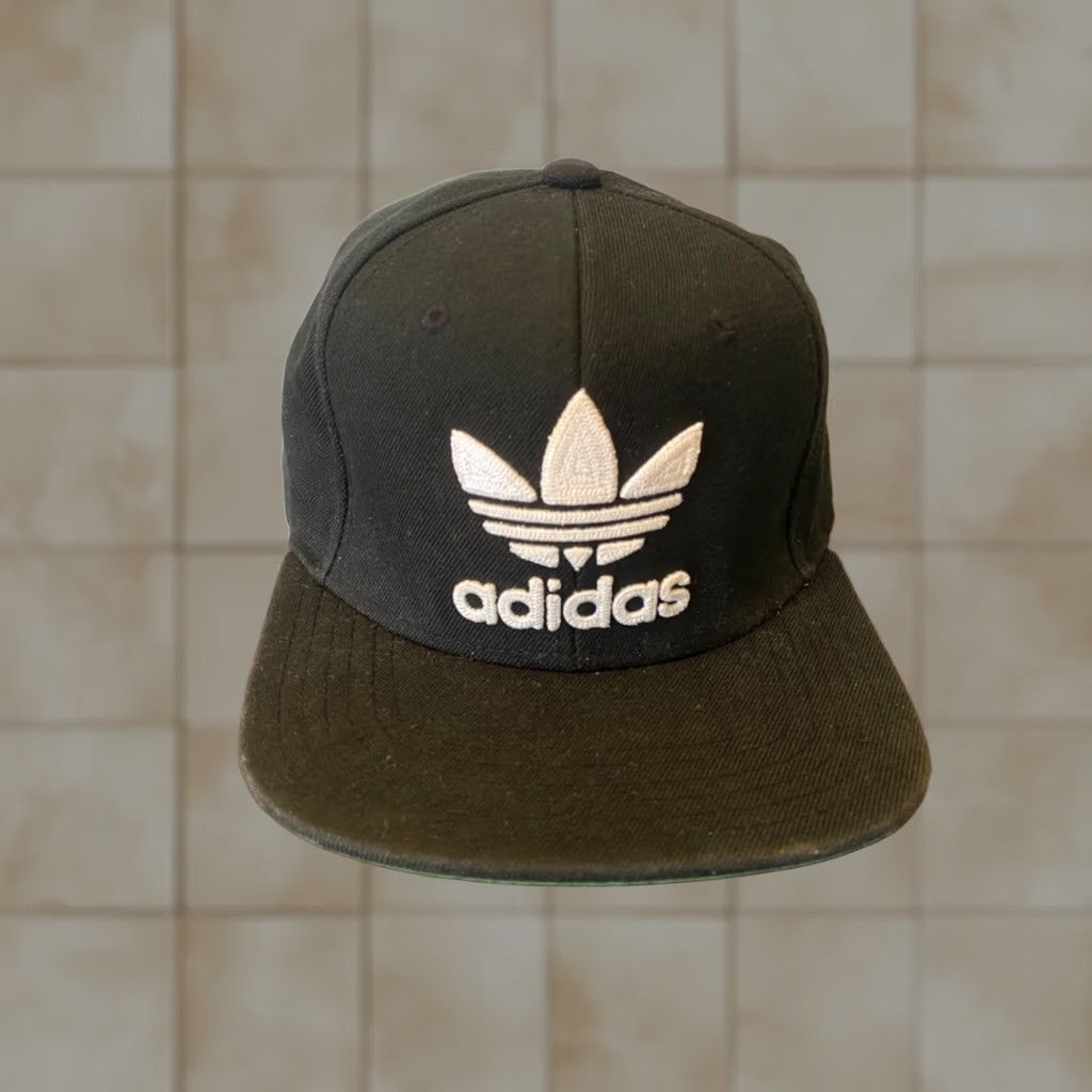 Adidas Adidas Originals Trefoil Chain Snapback Hat Cap Black White Wool Blend Flat Bill Baseball Cap Adjustable Men One Size Fits Most Size ONE SIZE - 1 Thumbnail