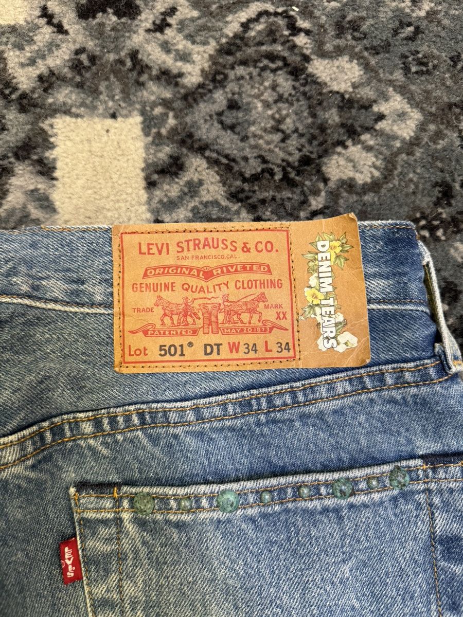 DENIM TEARS Levi's 501 Cotton Rhinestone Wreath Jeans Size 34 Size US 34 / EU 50 - 3 Thumbnail