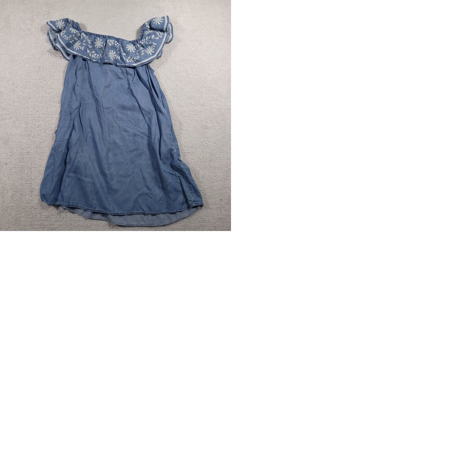 Vintage Chelsea & Theodore Dress Womens Large Blue Off Shoulder Embroidered Tencel Boho Size L / US 10 / IT 46 - 9 Thumbnail