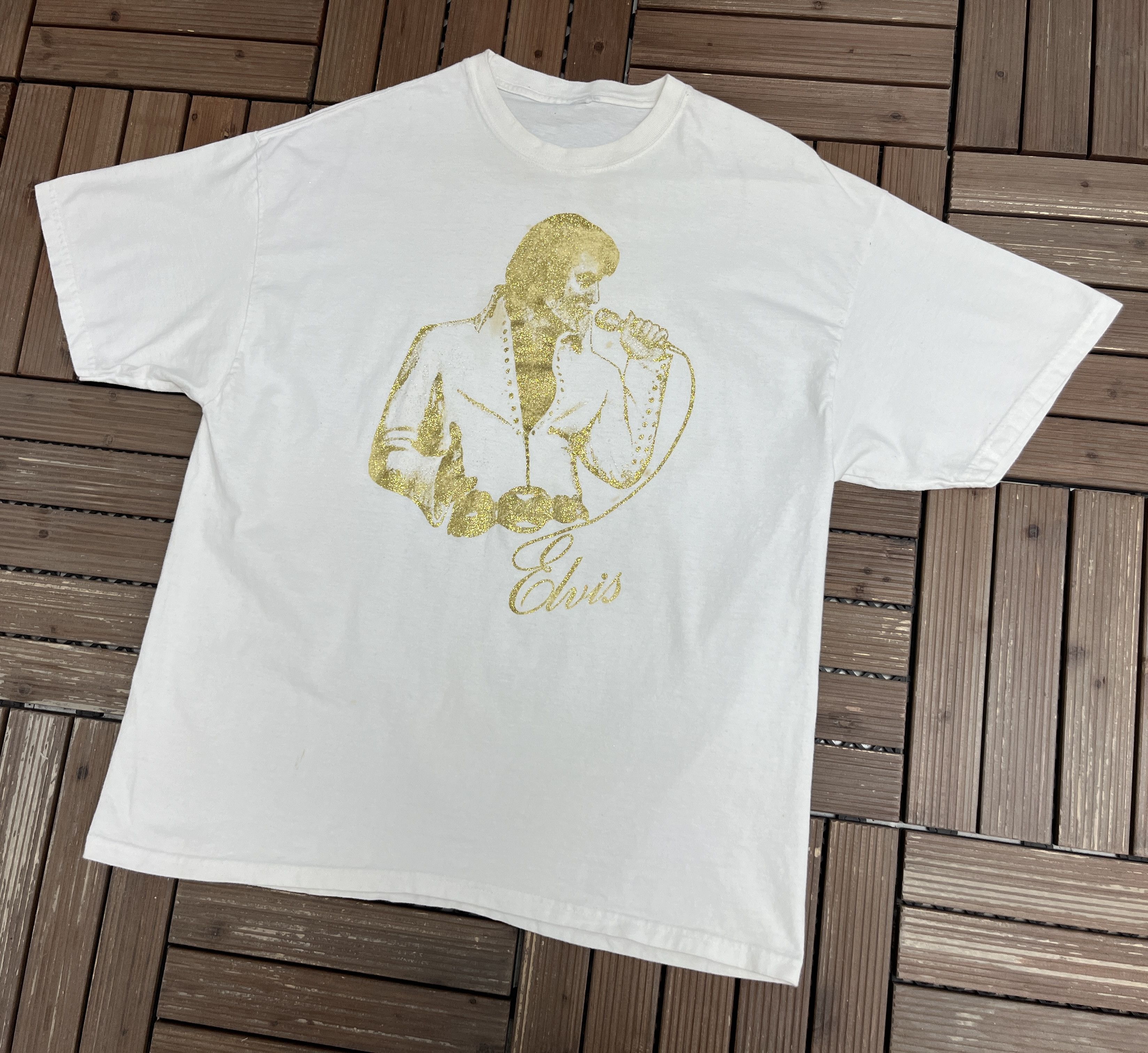 Vintage Elvis Presley Vintage White T-Shirt Tee Size US XL / EU 56 / 4 - 3 Thumbnail