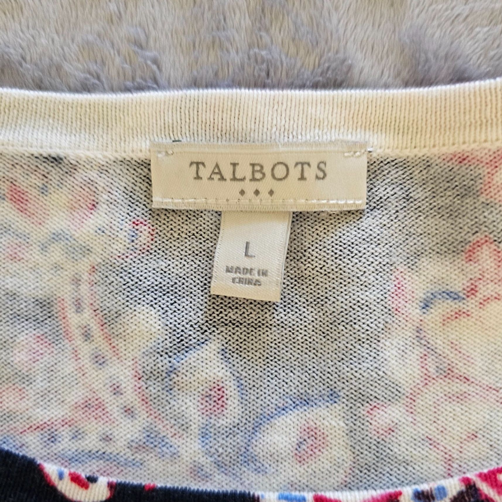 Talbots Talbots Sweater Top Womens Large Black Pink Long Sleeve Round Neck Knit Career Shirt Size L / US 10 / IT 46 - 3 Thumbnail