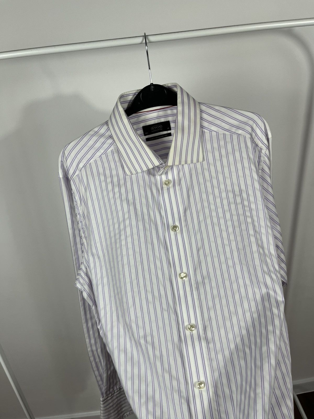 Eton Eton Contemporary Fit Striped Shirt 16.5 42 Purple White Size US L / EU 52-54 / 3 - 9 Thumbnail