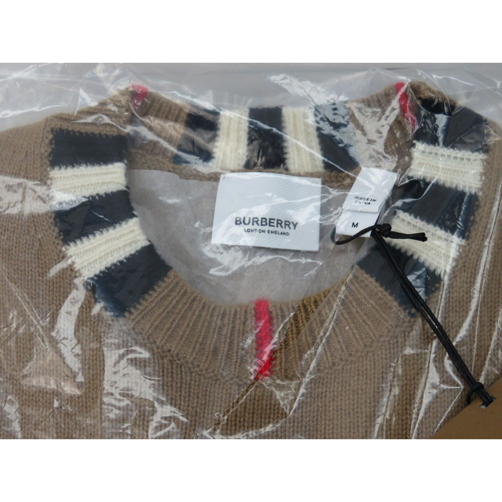 Burberry BURBERRY BEIGE WOOL CASHMERE CHECK LOGO PULLOVER SWEATER M Size M / US 6-8 / IT 42-44 - 6 Thumbnail