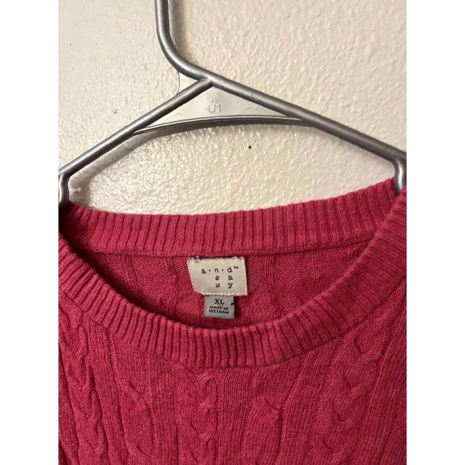 Vintage VINTAGE A New Day Womens Pullover Sweater Shirt XL Pink Cable Knit Long Sleeve Scoop Neck Mens? Womens Size XL / US 12-14 / IT 48-50 - 3 Thumbnail