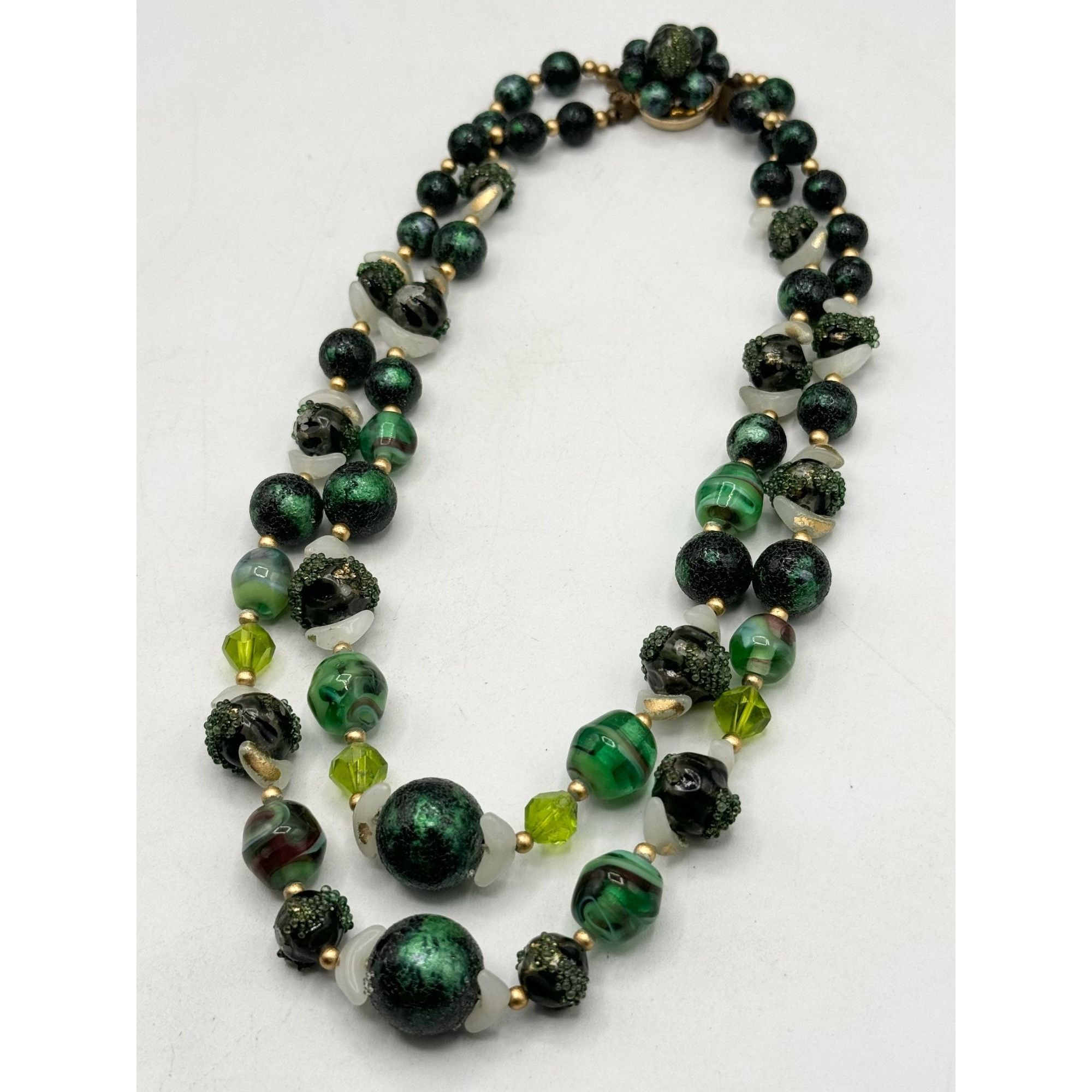 Vintage Vintage Japan Green Art glass beaded collar necklace Size ONE SIZE - 2 Thumbnail