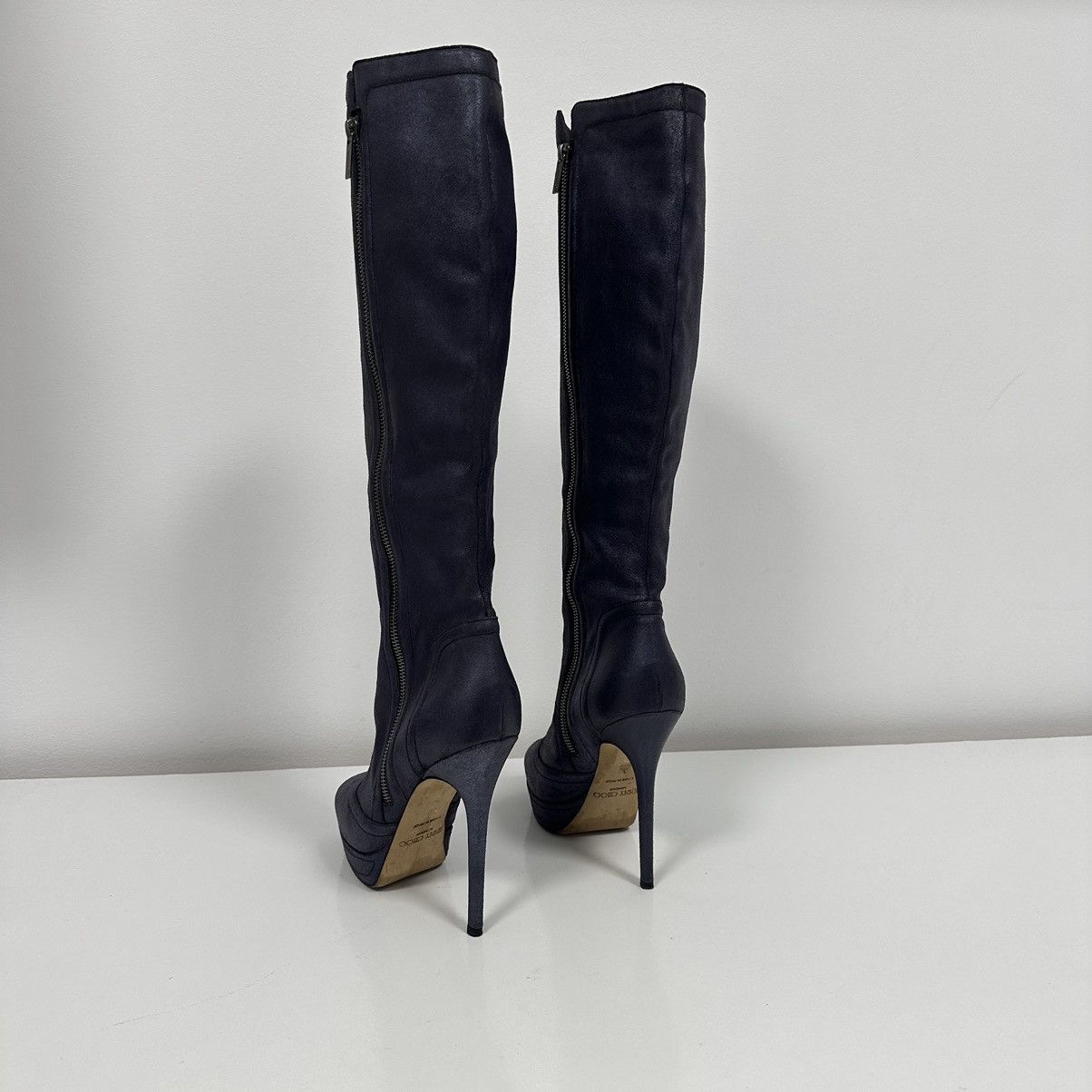 Jimmy Choo Jimmy Choo Metallic Purple Leather Knee Lenght Boots Size US 8 / IT 38 - 9 Thumbnail