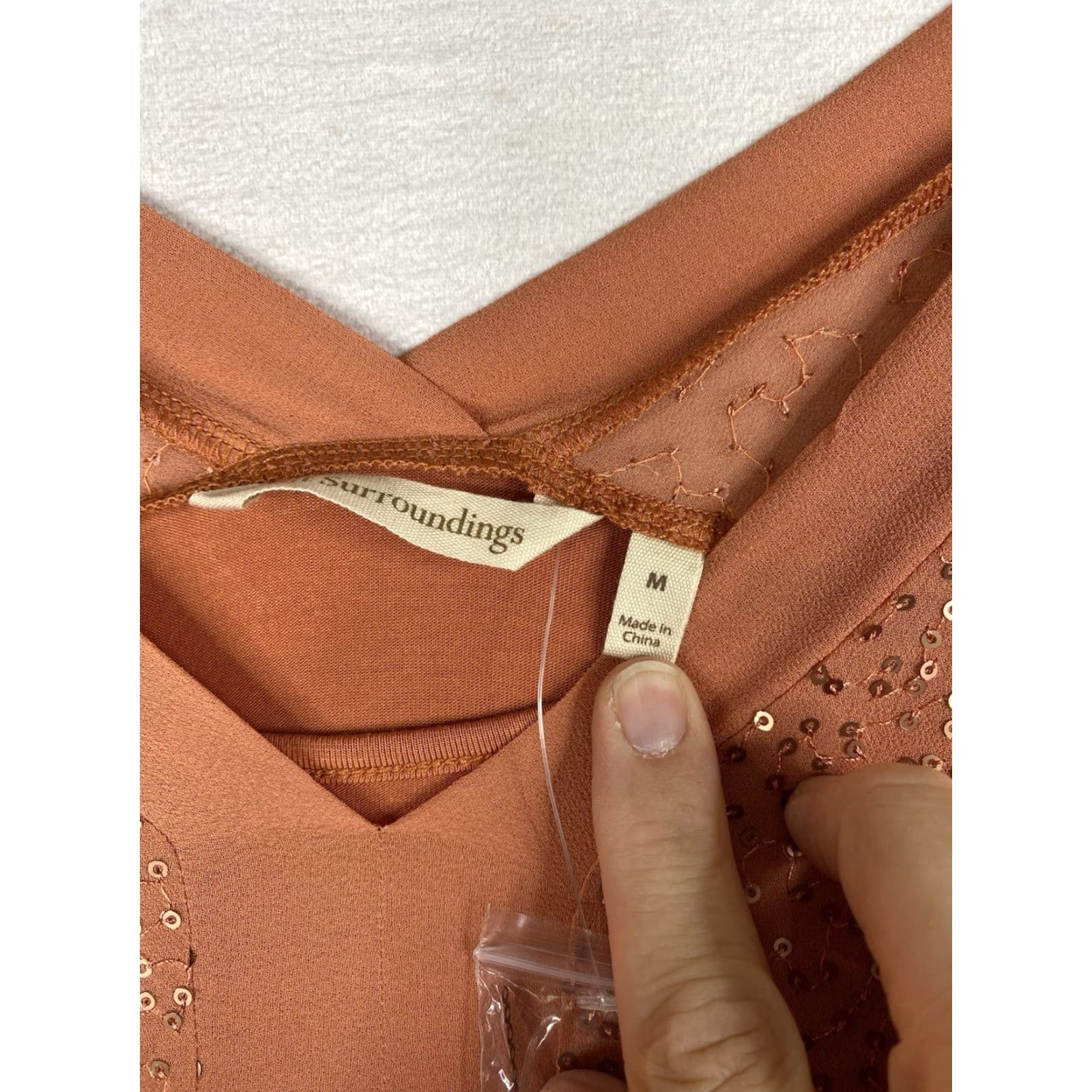 Soft Surroundings Soft Surroundings Dress Shirt Dress M Orange Sequin Beaded Embroidered Short Slv V-Neck Casual Beach Vacation romantic Womens Size 32" / US 10 / IT 46 - 3 Thumbnail