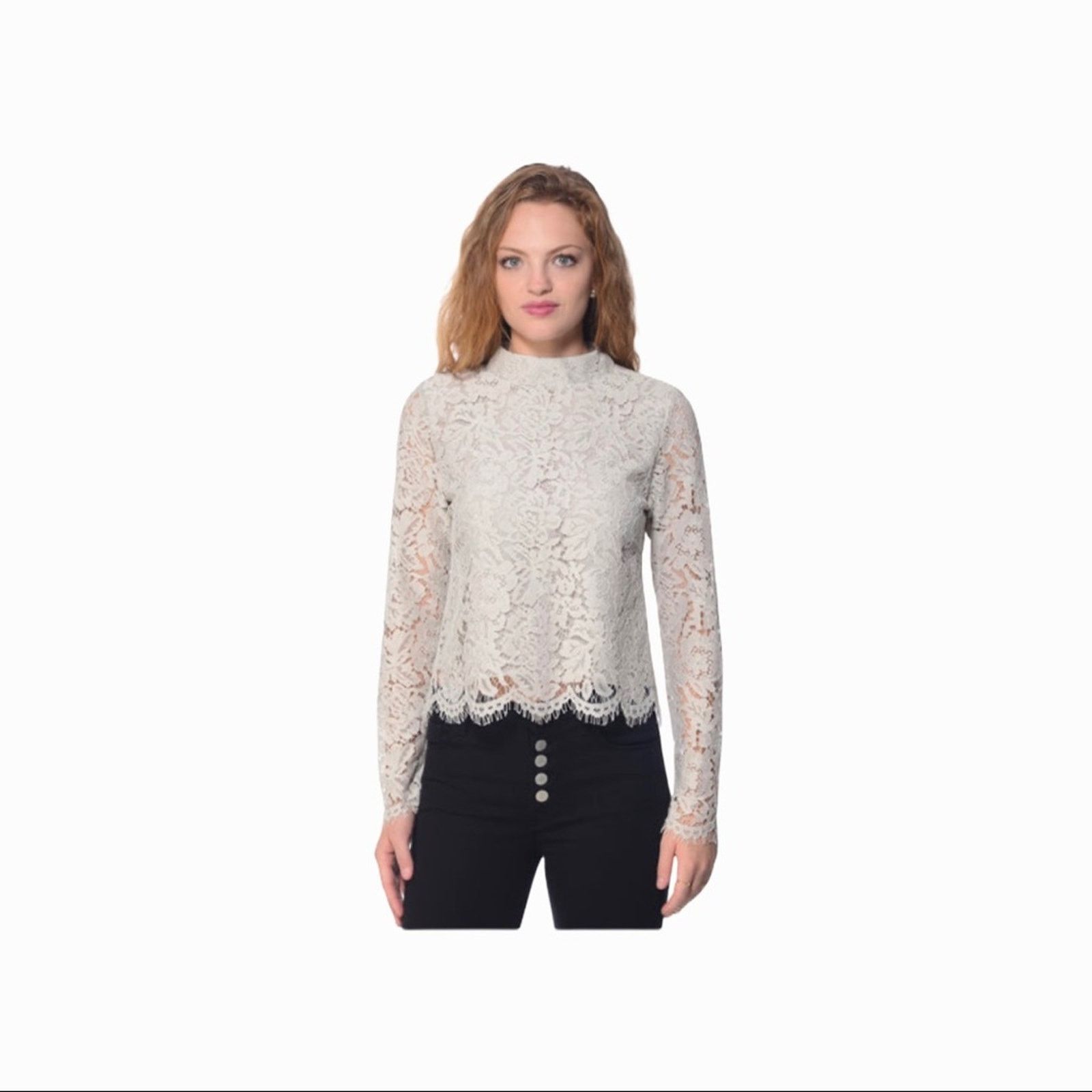 Chaser Brand Chaser Vintage Lace Mock Neck Top Light Gray M Size M / US 6-8 / IT 42-44 - 11 Thumbnail