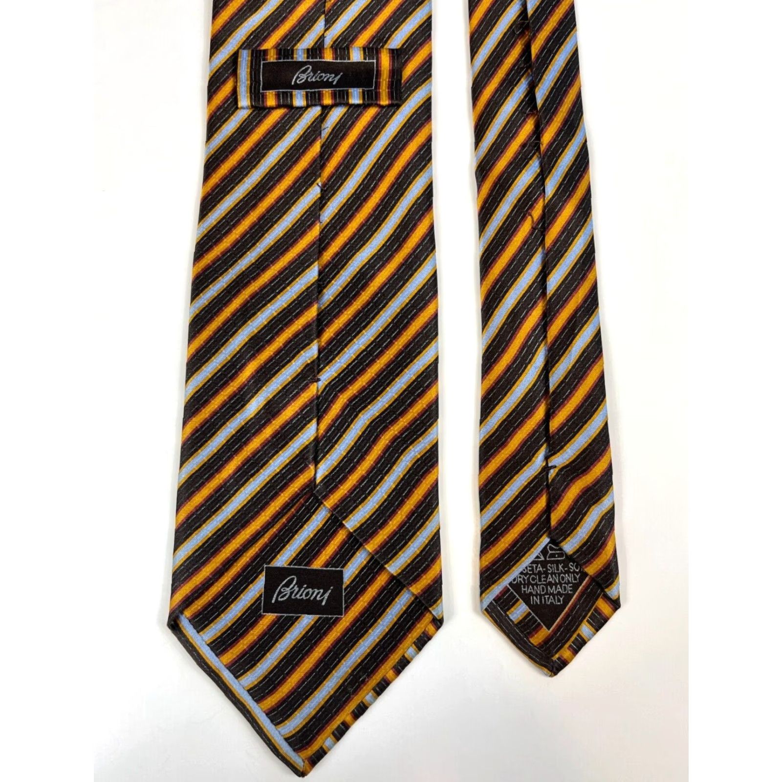 Brioni Brioni Men's Luxury Silk Tie Striped Handmade in Italy Long 63" Width 3.5" Multicolor Size ONE SIZE - 7 Thumbnail