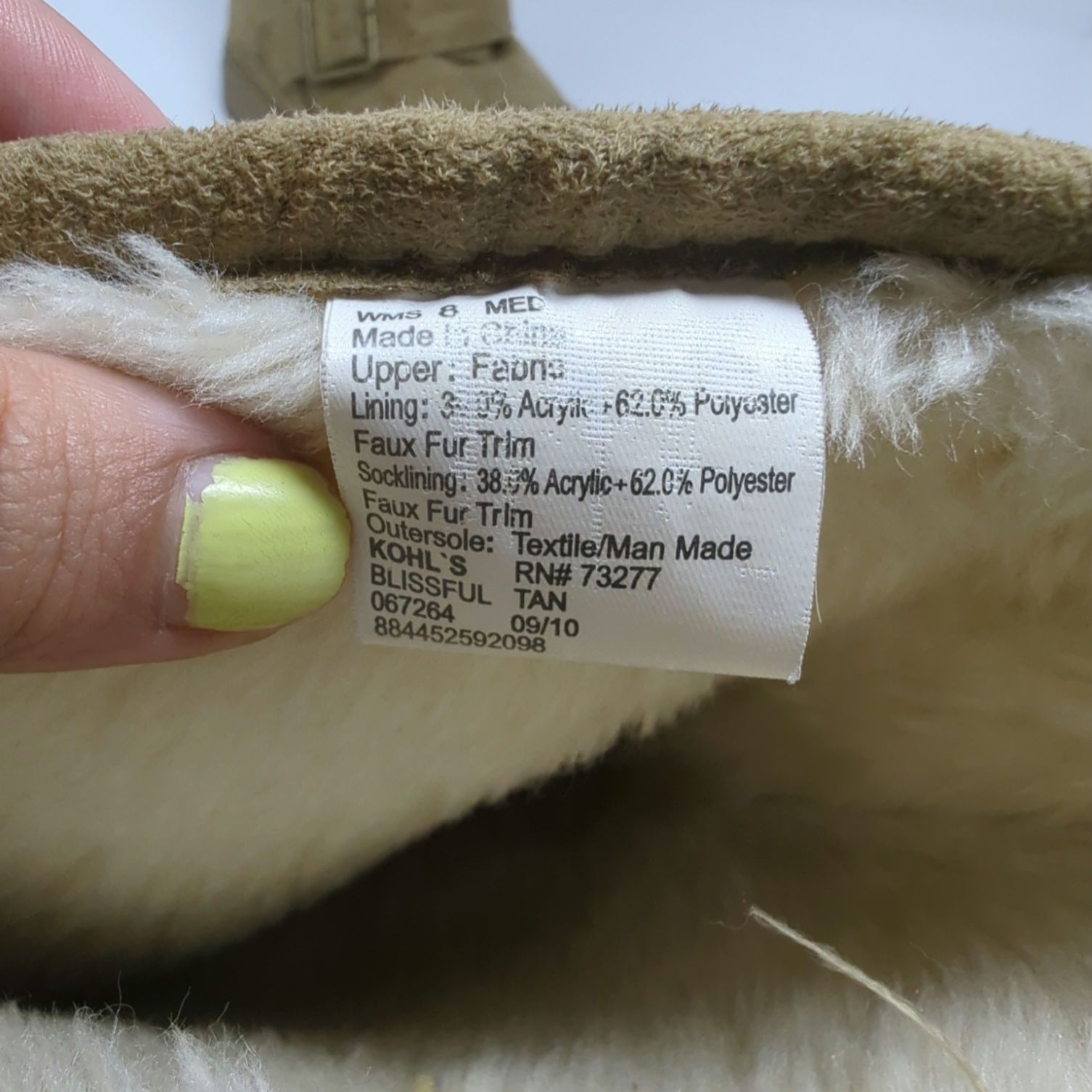 Other SO Womens Boot Tan Suede Fabric Faux Fur Lined Pull On 8 Size US 8 / IT 38 - 8 Thumbnail