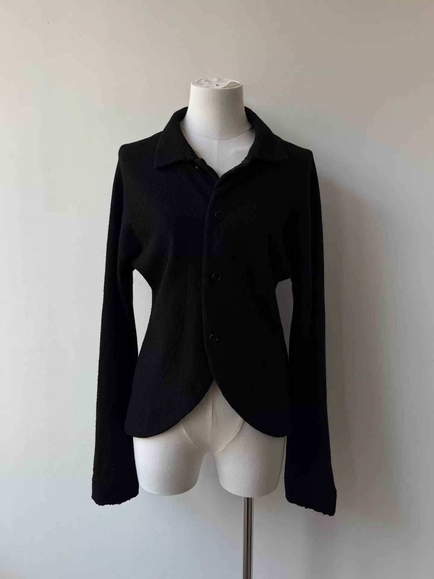 yohji yamamoto black wool short jacket