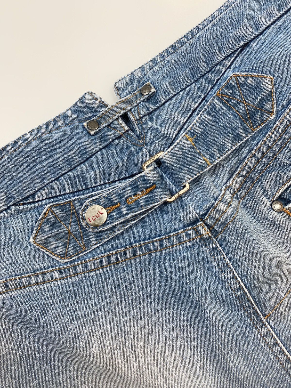 FCUK Y2K Vintage FCUK Washed Buckle Back Denim Mini Skirt Size 30" / US 8 / IT 44 - 4 Thumbnail
