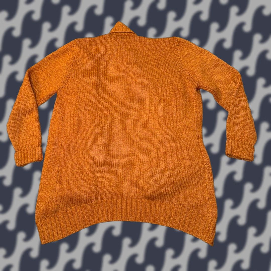 Merona Merona Cardigan Sweater Women L Dark Mustard Orange Open Knit Long Sleeve Wool Acrylic Solid Collar - Regular Fit - Fall Spring Winter Size L / US 10 / IT 46 - 1 Thumbnail