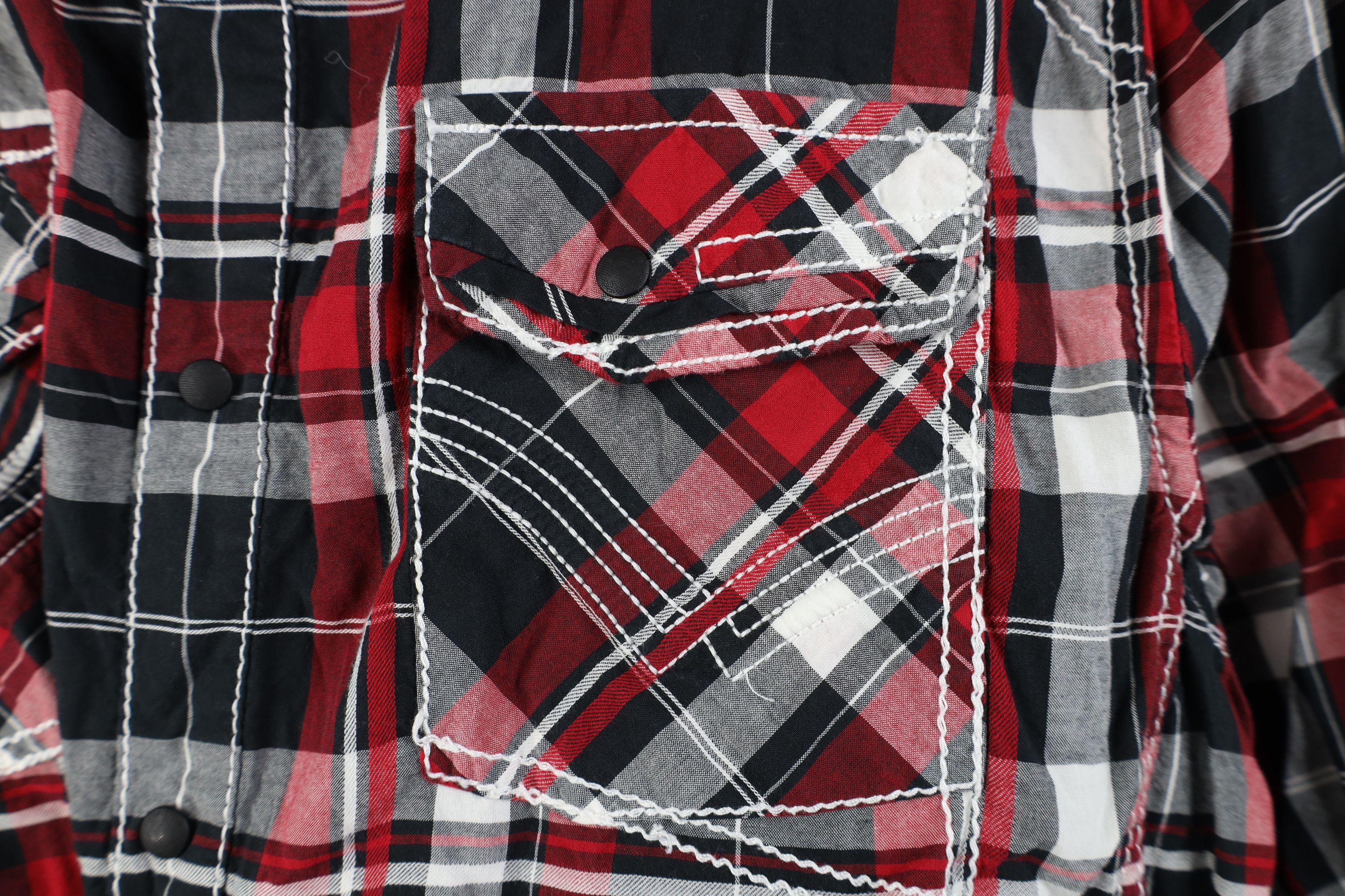 Vintage Buckle BKE Black Fit Thick Stitch Snap Button Shirt Plaid Size US L / EU 52-54 / 3 - 6 Thumbnail