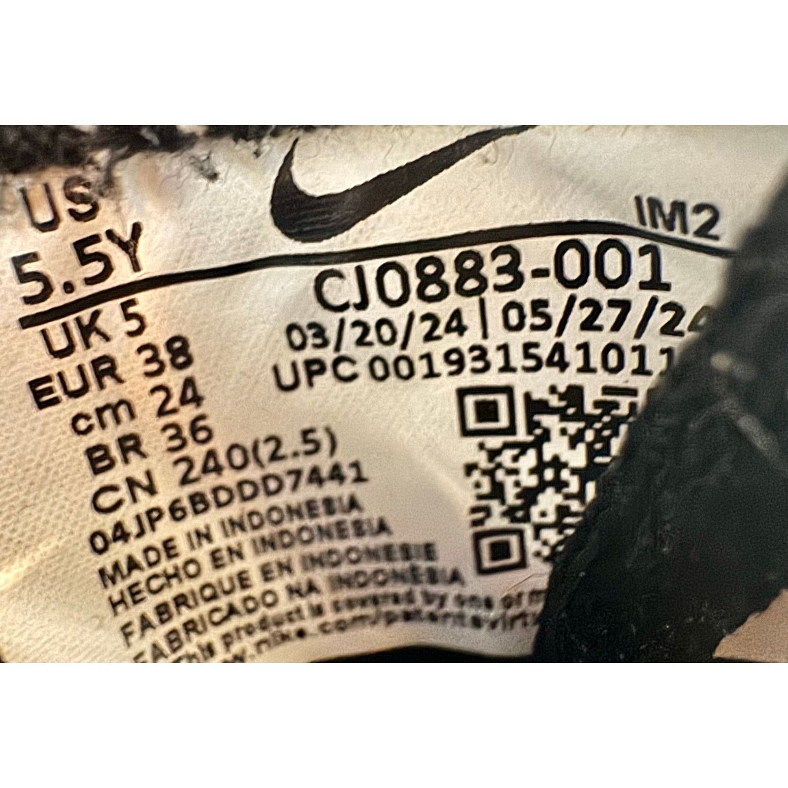 Nike NIKE SB ALLEYOOP' BLACK WHITE SIZE 5.5Y GS CJ0883-001 Size US 5.5 / EU 38 - 6 Thumbnail