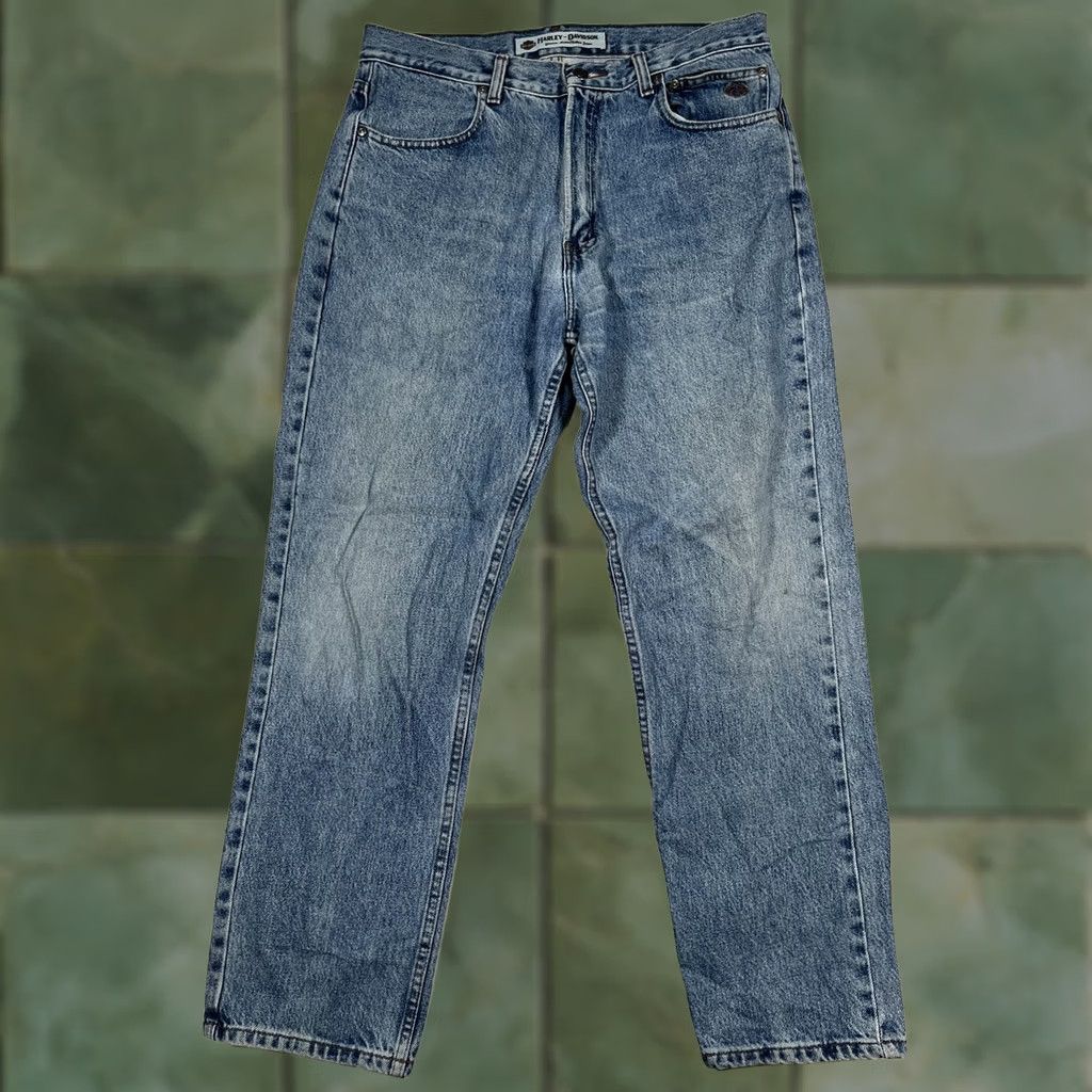 Harley Davidson Harley-Davidson Jeans Mens 34x30 Blue Medium Wash Denim Regular Straight Leg Size US 34 / EU 50 - 1 Thumbnail