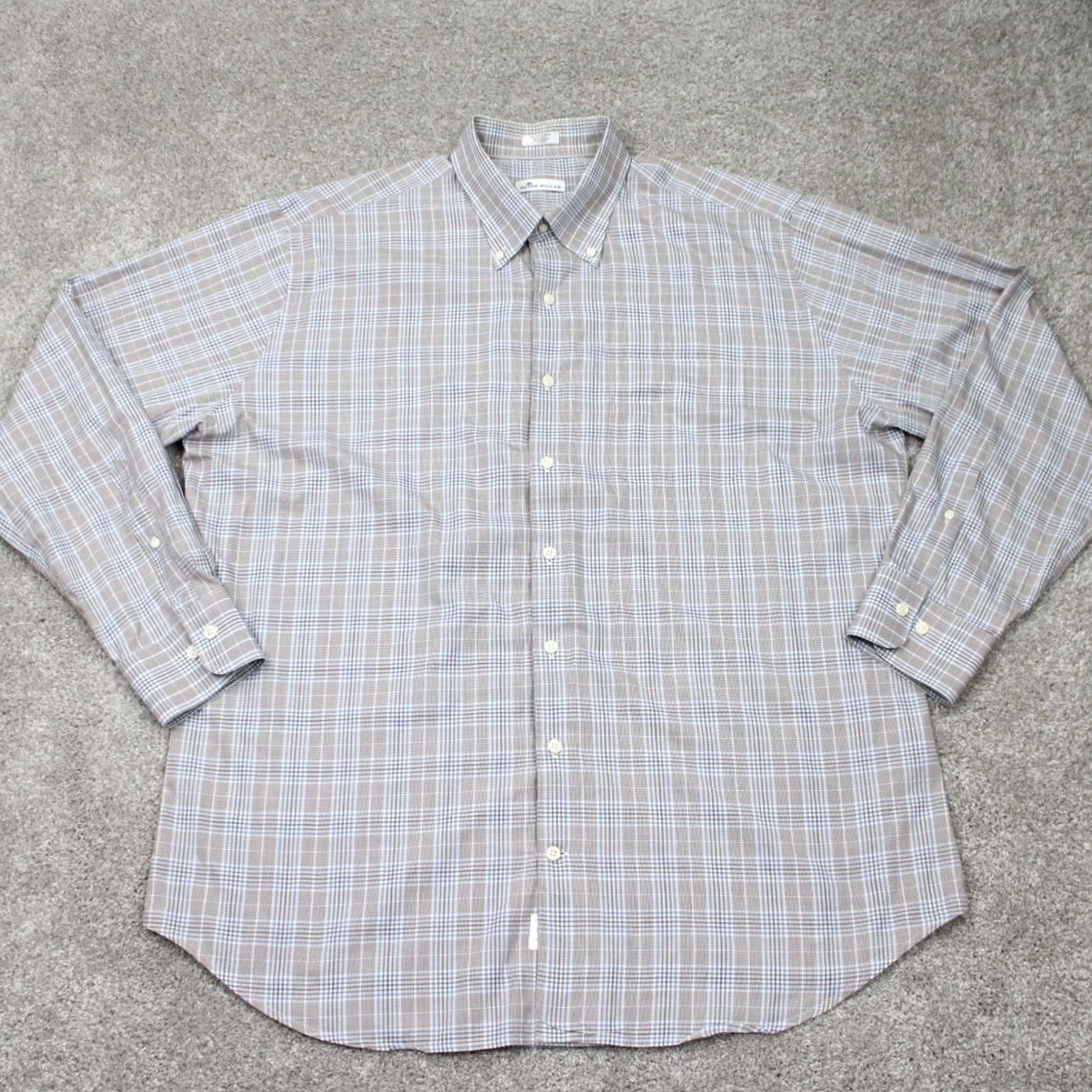 Peter Millar Peter Millar Shirt Mens XL Brown/Blue/White 100% Cotton Long Sleeve Button Down Shirt Size US XL / EU 56 / 4 - 2 Thumbnail