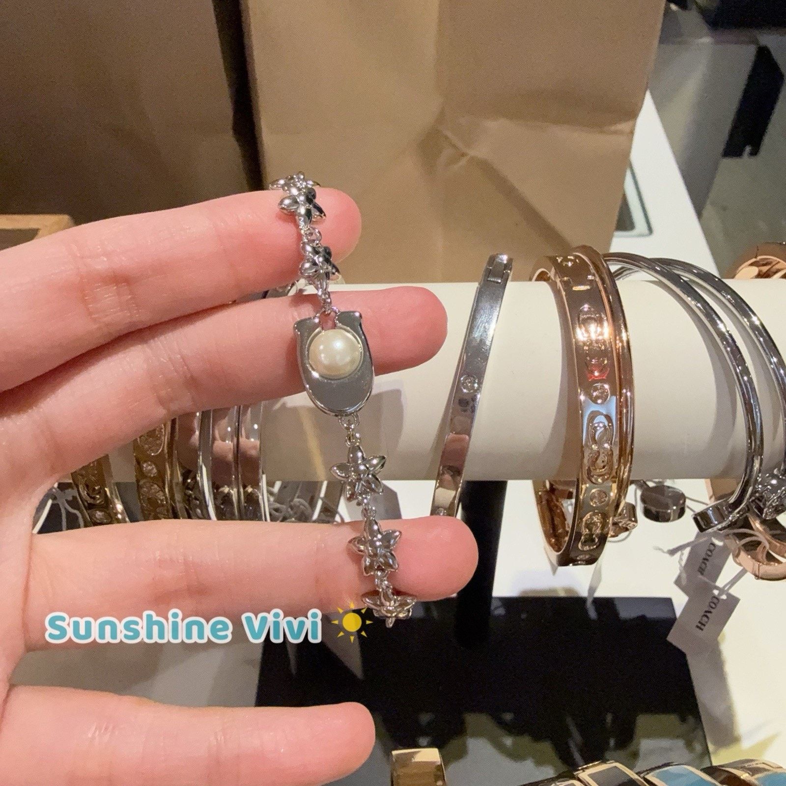 Coach NWT Coach Wildflower Chain Linear Bracelet Pearl CDS66 Size ONE SIZE - 5 Thumbnail