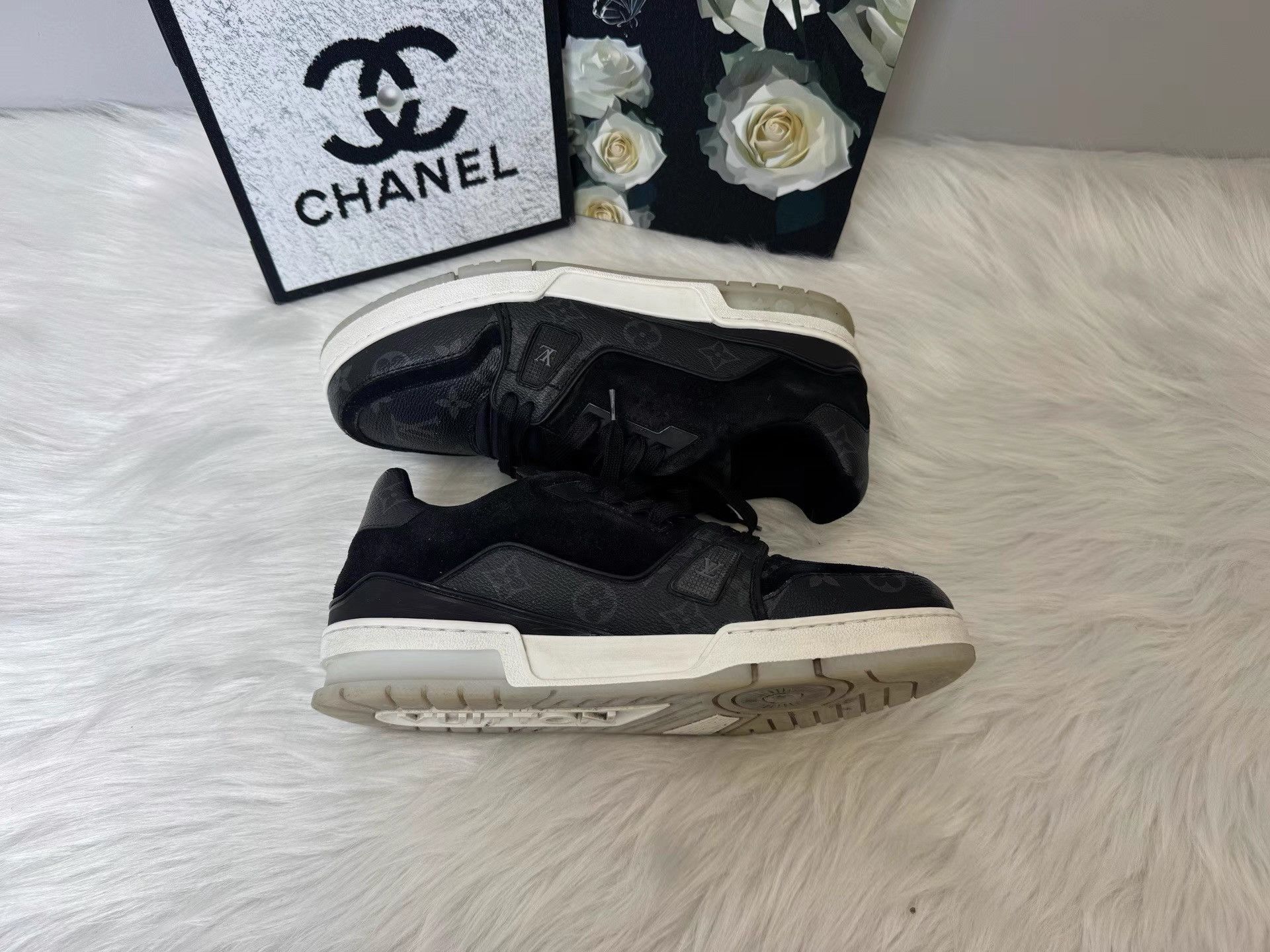 Louis Vuitton LV Trainer Black Monogram Printed Casual Shoes K36 Size US 8 / EU 41 - 6 Thumbnail