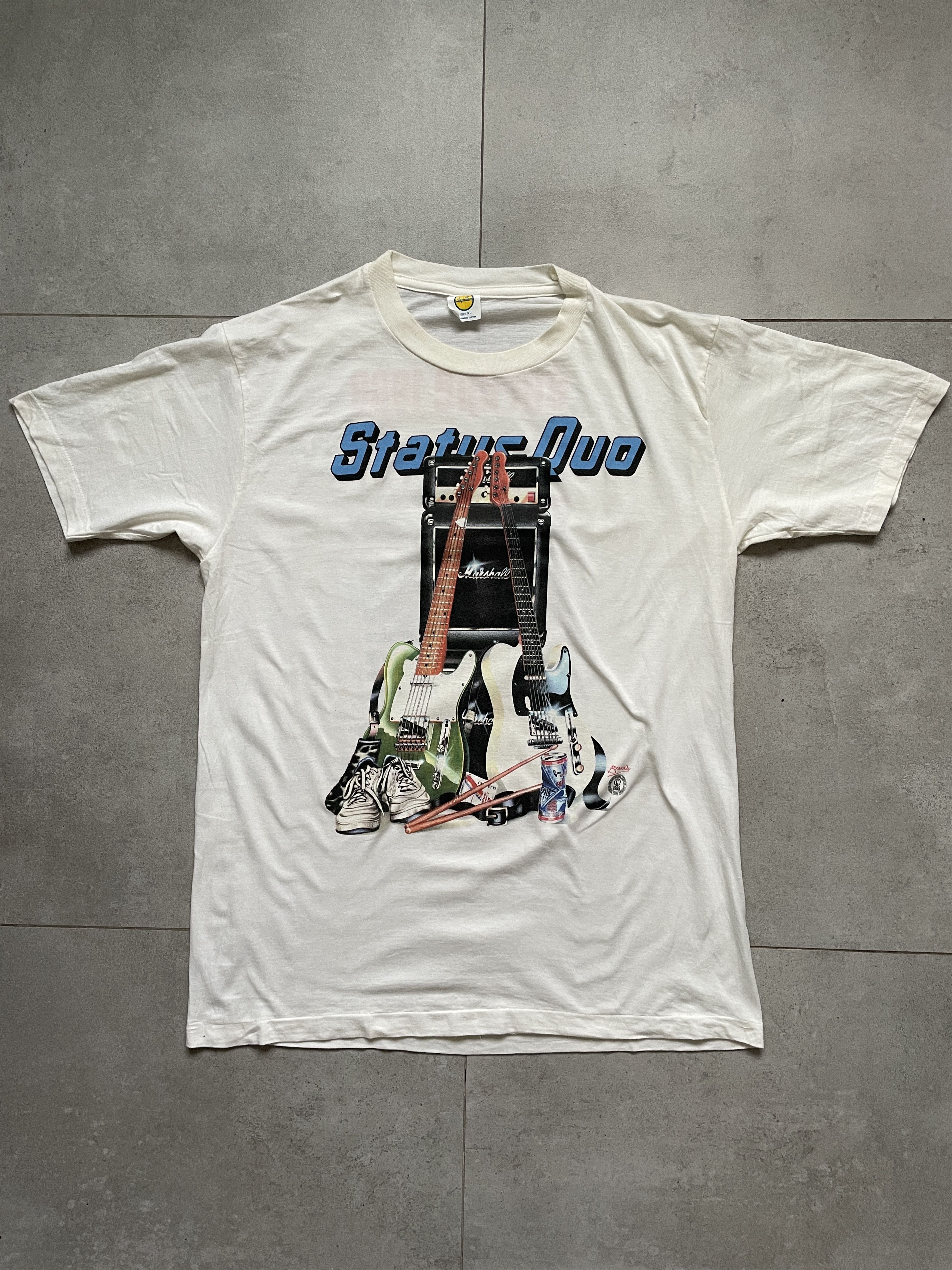 image of Band Tees x Rock Tees Vintage Europe 1988 80's Status Quo Tee in White, Men's (Size XL)