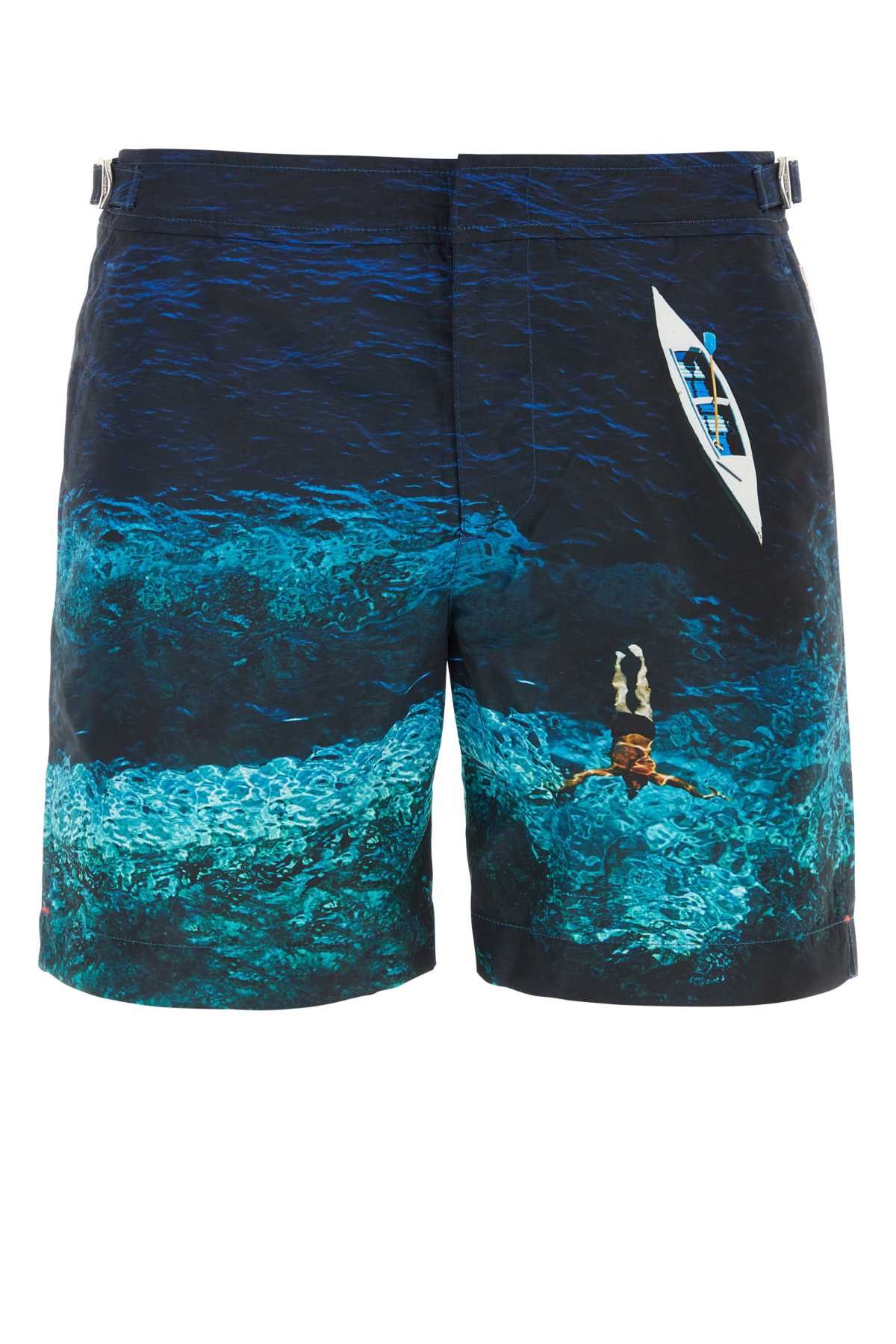 image of Orlebar Brown Printed Polyester Bulldog Photographic Swimming Shorts, Men's (Size 31)