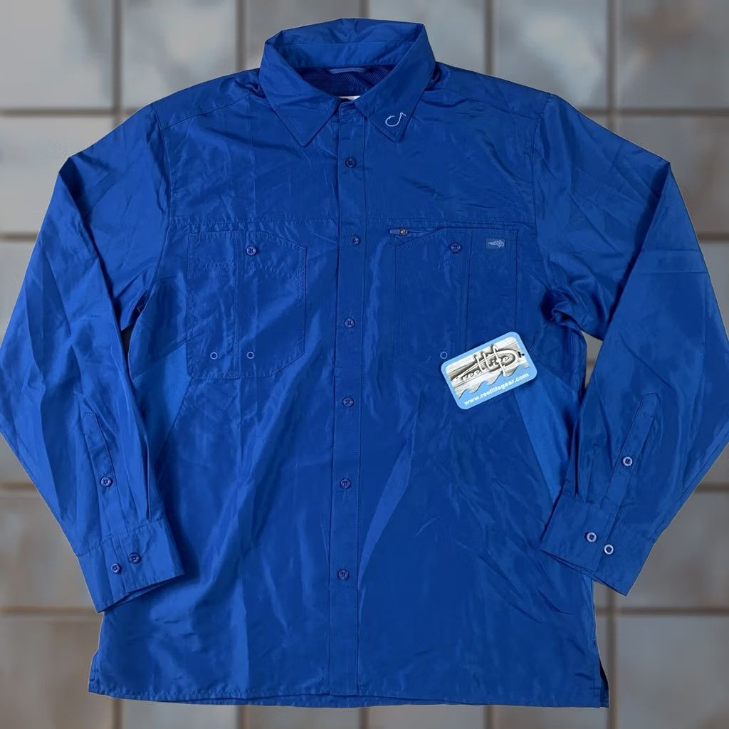 Alife Reel Life Fishing Shirt Men Large Blue Long Sleeve Button-Up NWT Elite Angler Shirt Size US L / EU 52-54 / 3 - 1 Thumbnail