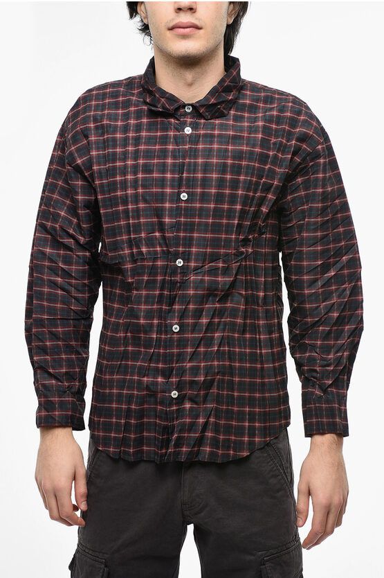 image of Balenciaga Og1Mm0424 Patterned Shrunk Shirt In Burgundy, Men's (Size Medium)
