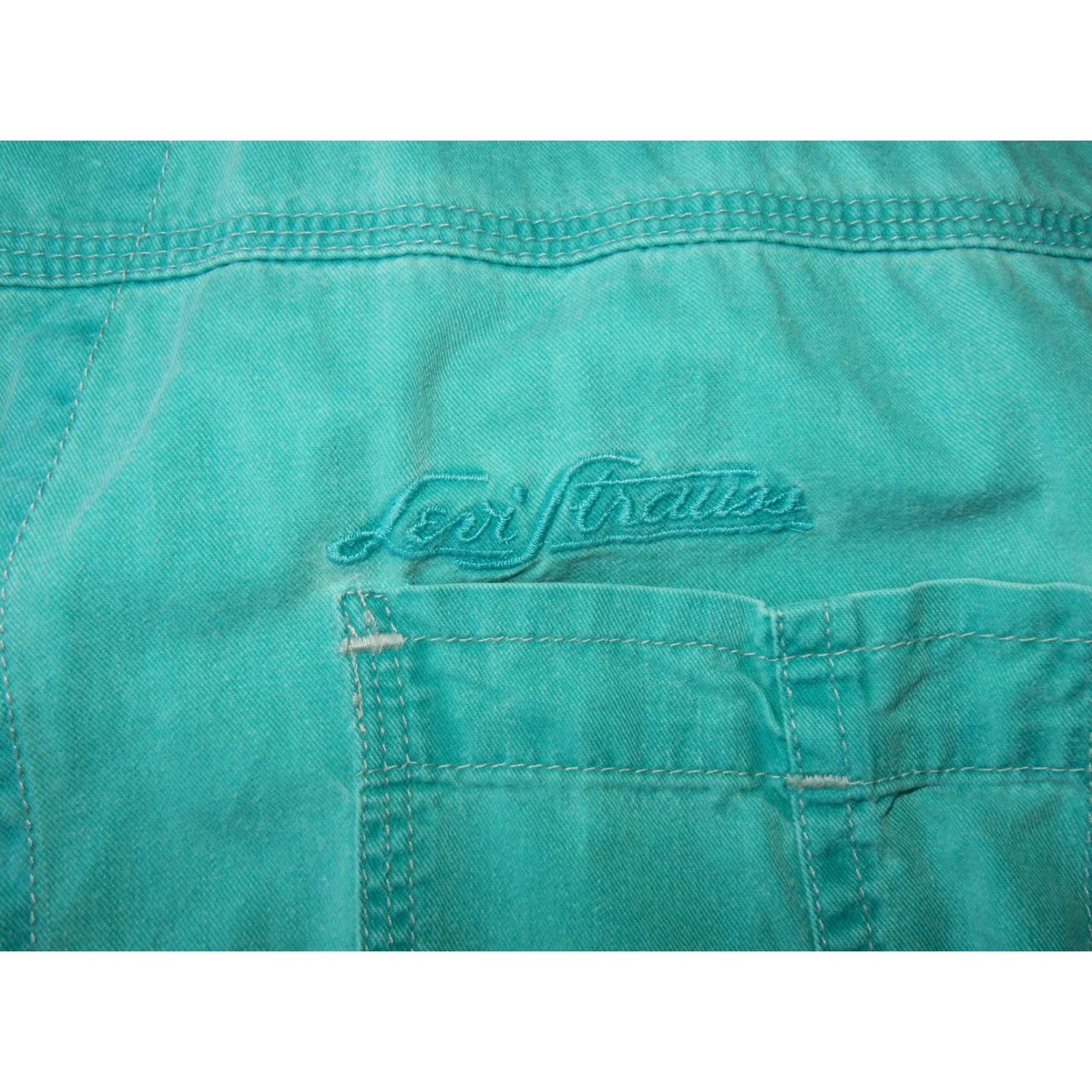 Levi's VTG Levi's Men's Button-Up Shirt Size M Short Sleeve Green Cotton Denim 22W 16.5S 31.5L Size US M / EU 48-50 / 2 - 3 Thumbnail