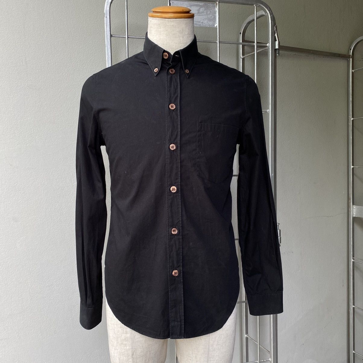 Helmut Lang HELMUT LANG Smart Black Button-Up with Brown Accents Size US XS / EU 42 / 0 - 3 Thumbnail