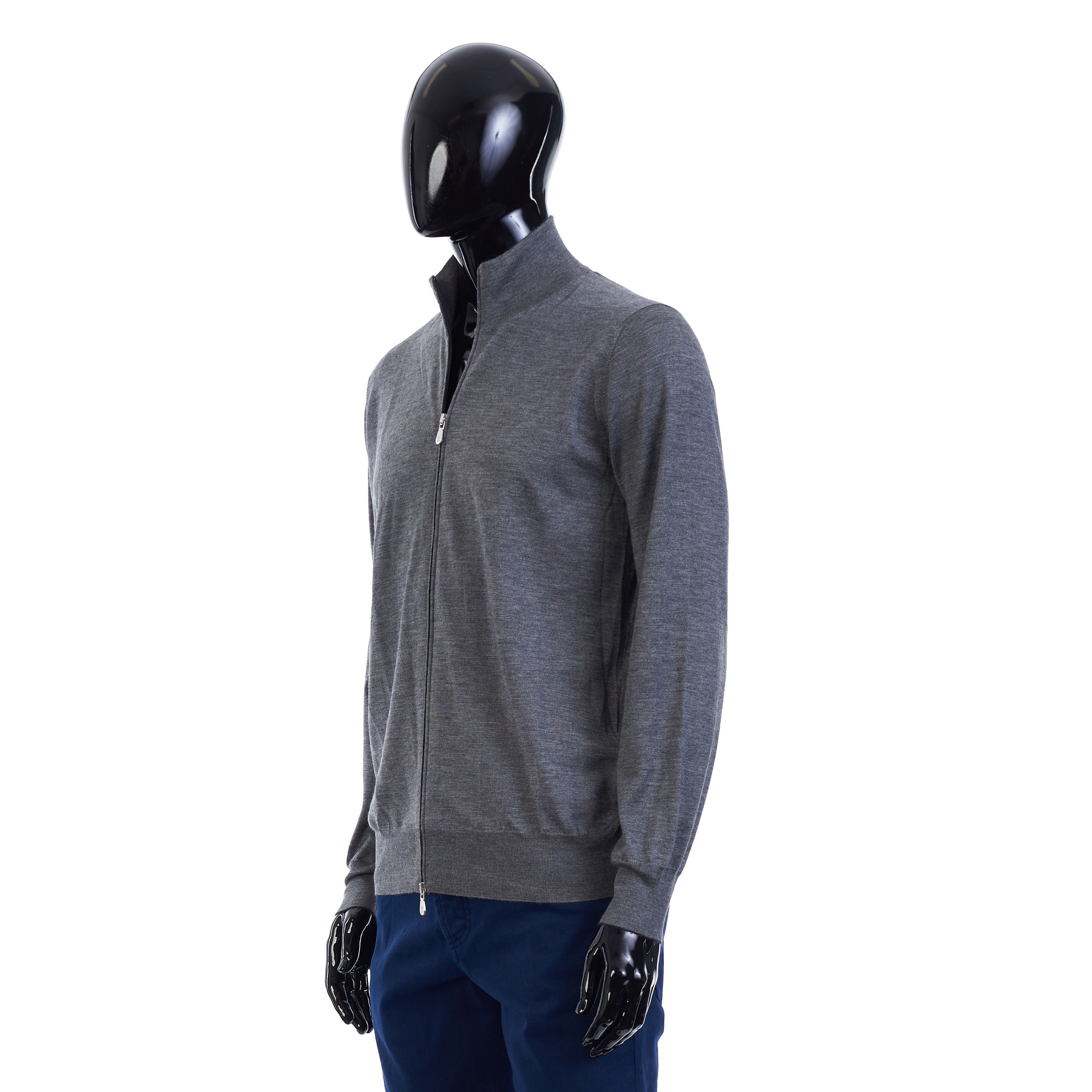 Brunello Cucinelli Dark Gray Full Zip Up Sweater - Lightweight Cashmere & Silk Size US M / EU 48-50 / 2 - 3 Thumbnail