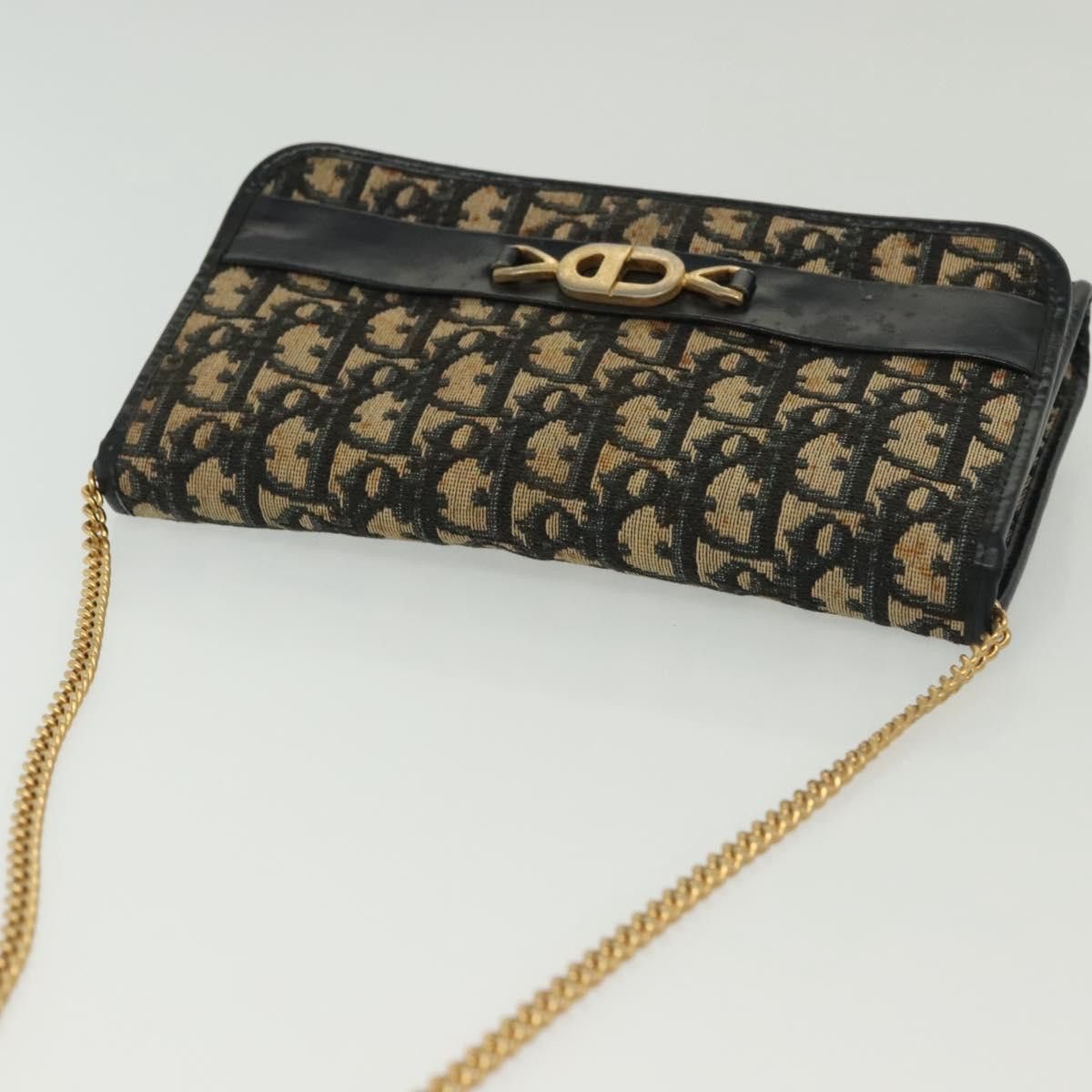 Dior DIOR Trotter Canvas Chain Shoulder Bag Navy Gold Size ONE SIZE - 6 Thumbnail