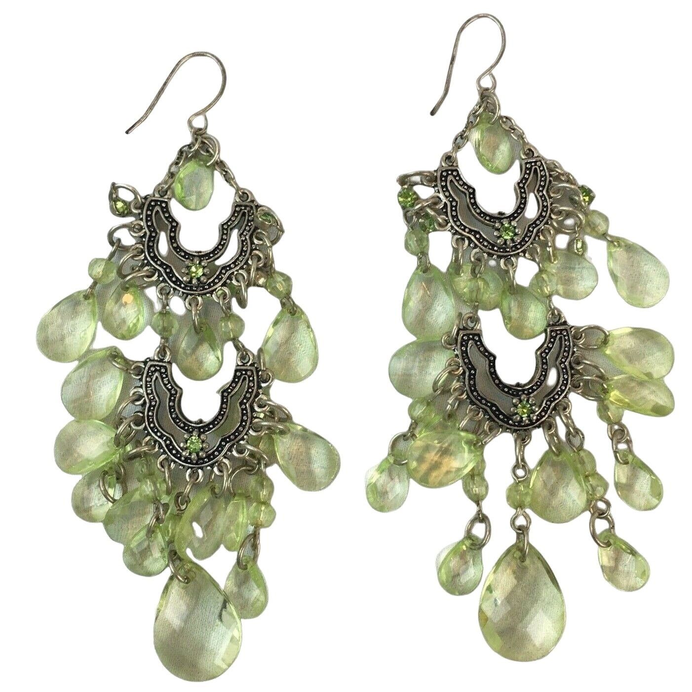 Other Vintage Silver Drop Earrings Dangle Lightweight Green Cluste Size ONE SIZE - 1 Thumbnail