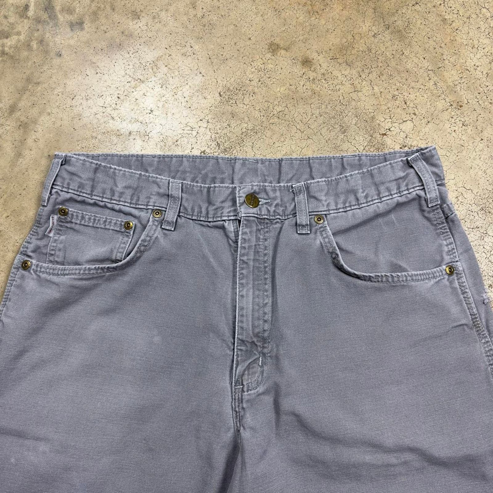 Carhartt Y2K Faded Carhartt Dungaree Stone Gray Distressed Pants Size US 34 / EU 50 - 5 Thumbnail