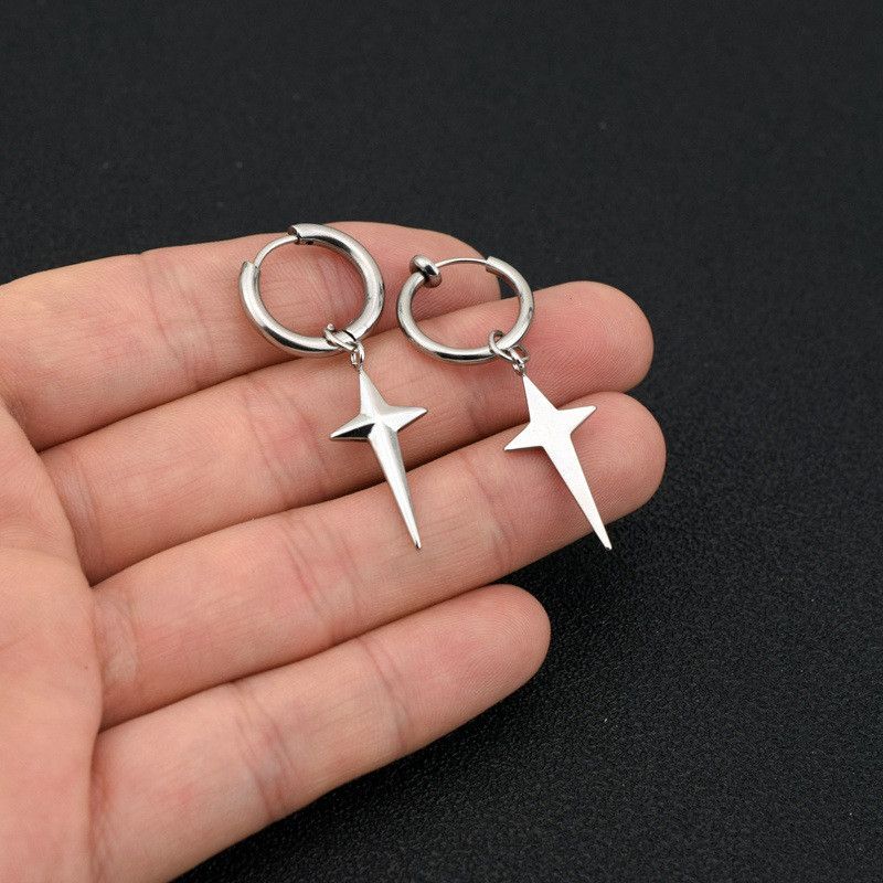 Jewelry Hip-hop Earrings One Pairs Chrome Jewelry Size ONE SIZE - 4 Thumbnail