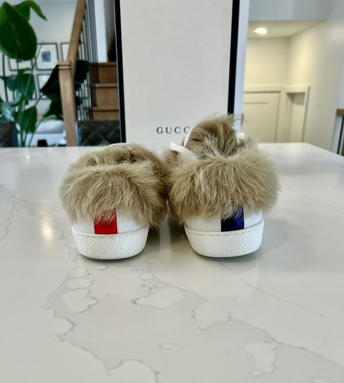 Gucci New Gucci Ace Lamb Fur Bee Embroidered Leather G 7 US 8 Size US 8 / EU 41 - 10 Thumbnail