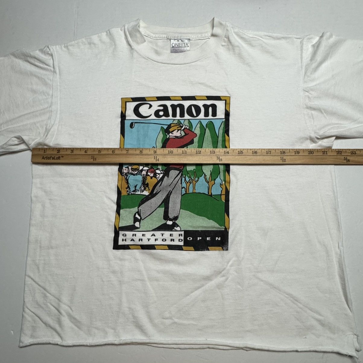 RARE Vtg Oneita Canon Greater Hartford Open Golf Tee Cropped